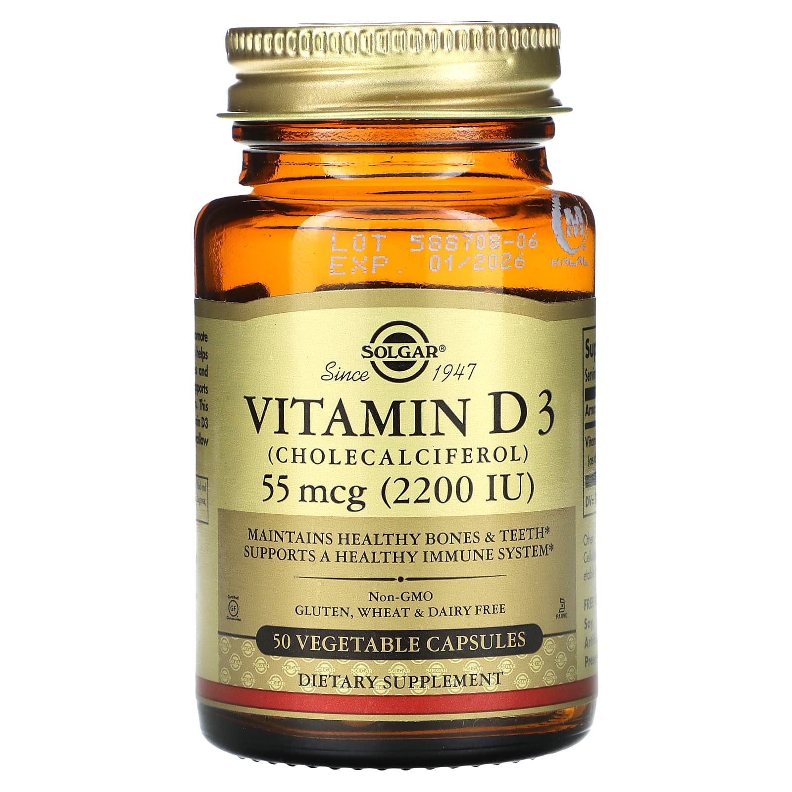 Вітамін D3, Solgar Vitamin D3, 2200 МО, 50 вегетаріанських капсул