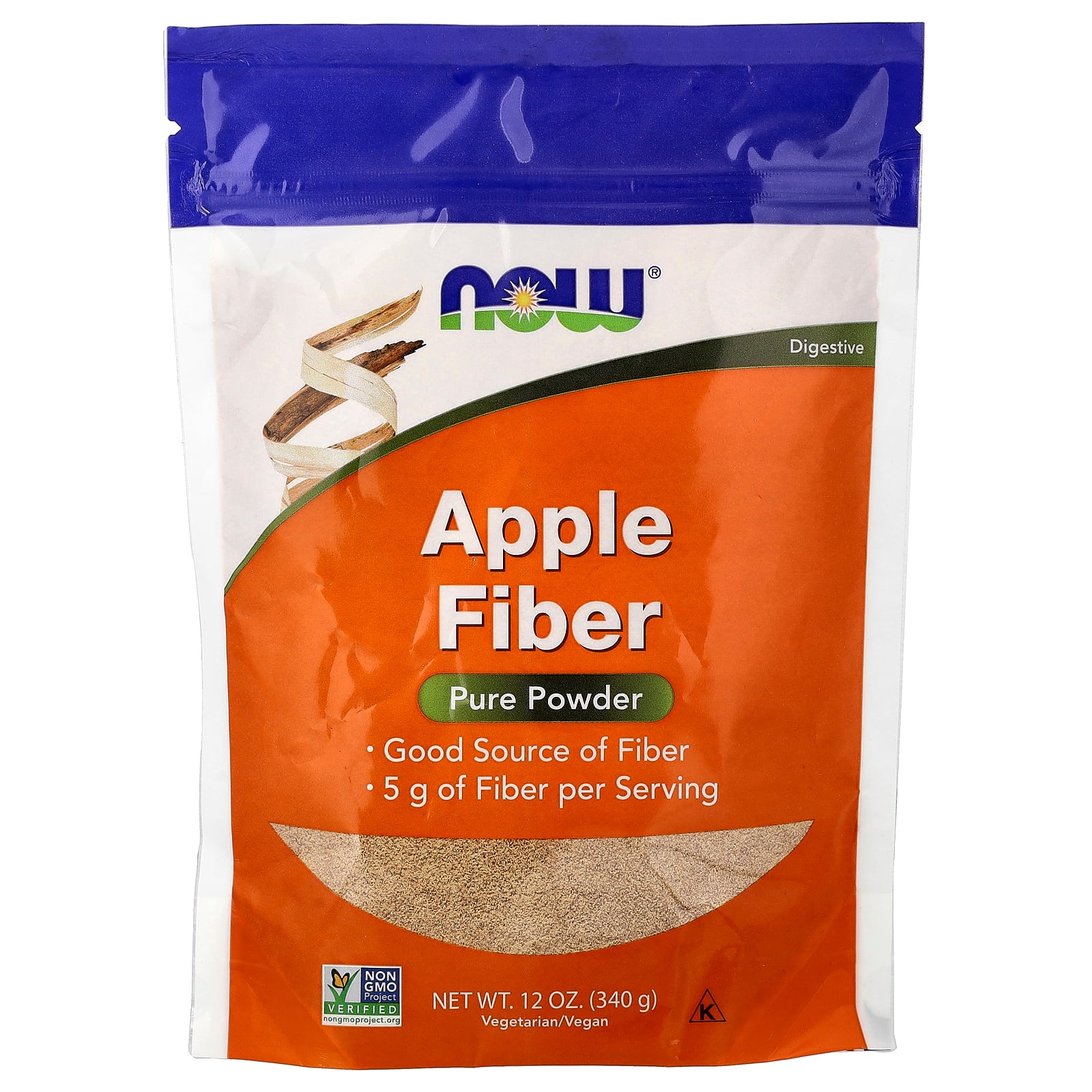 Яблучна клітковина, Now Foods Apple Fiber Pure Powder, 340 г (Натуральний)
