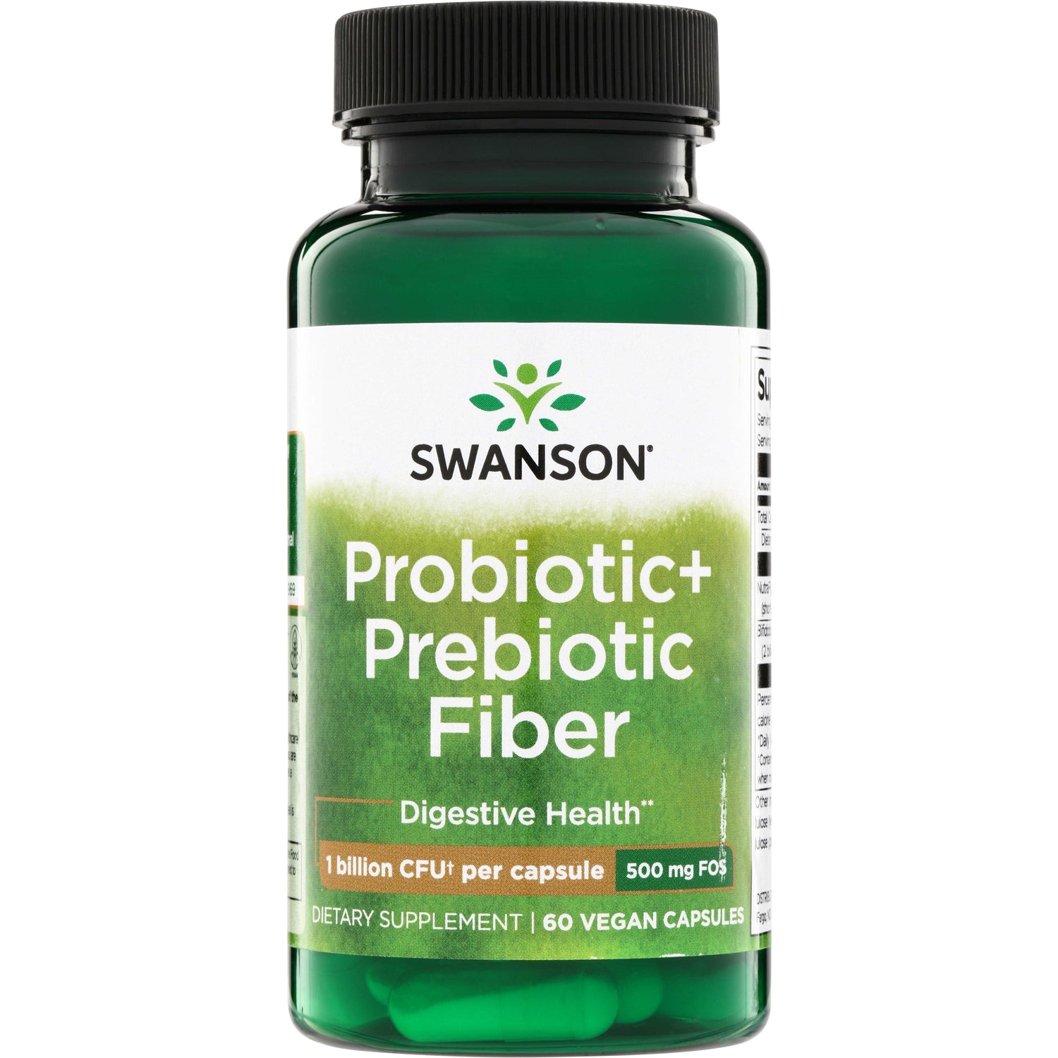 Пробиотик с пребиотическим волокном, Swanson Probiotic+ Prebiotic Fiber, 1 млрд КОЕ, 60 вегетарианских капсул