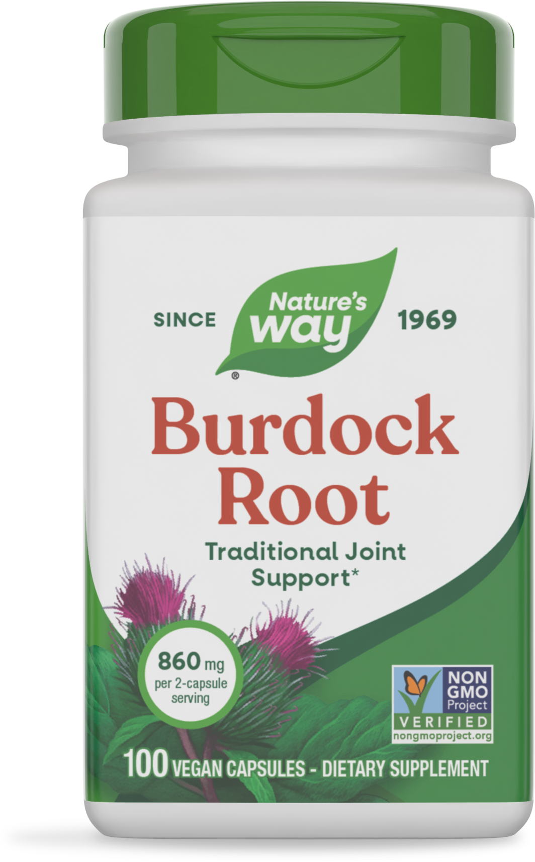 Корінь лопуха, Nature's Way Burdock Root, 430 мг, 100 вегетаріанських капсул
