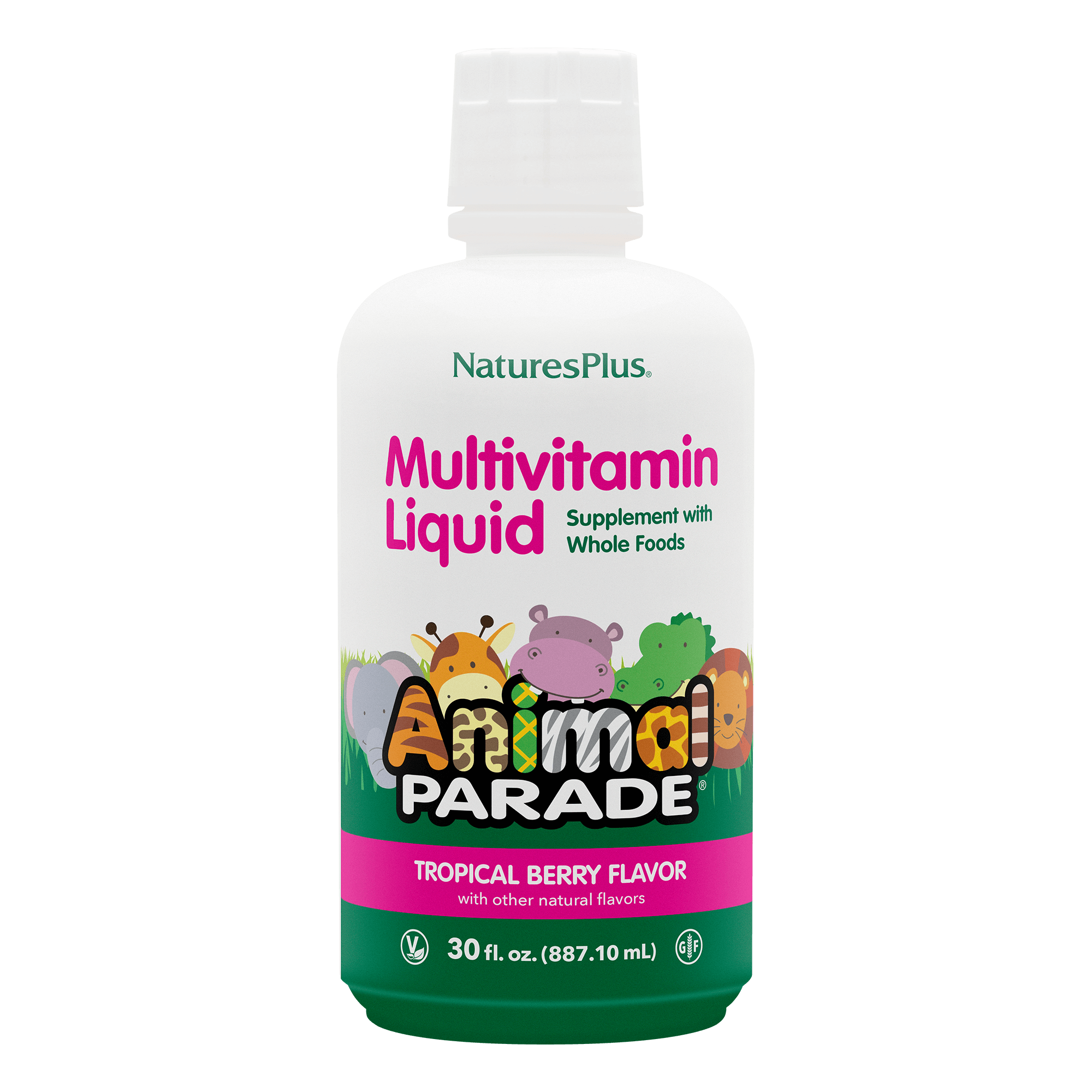 Рідкі дитячі мультивітаміни, Natures Plus Animal Parade Gold, 887 мл (Тропічні фрукти)