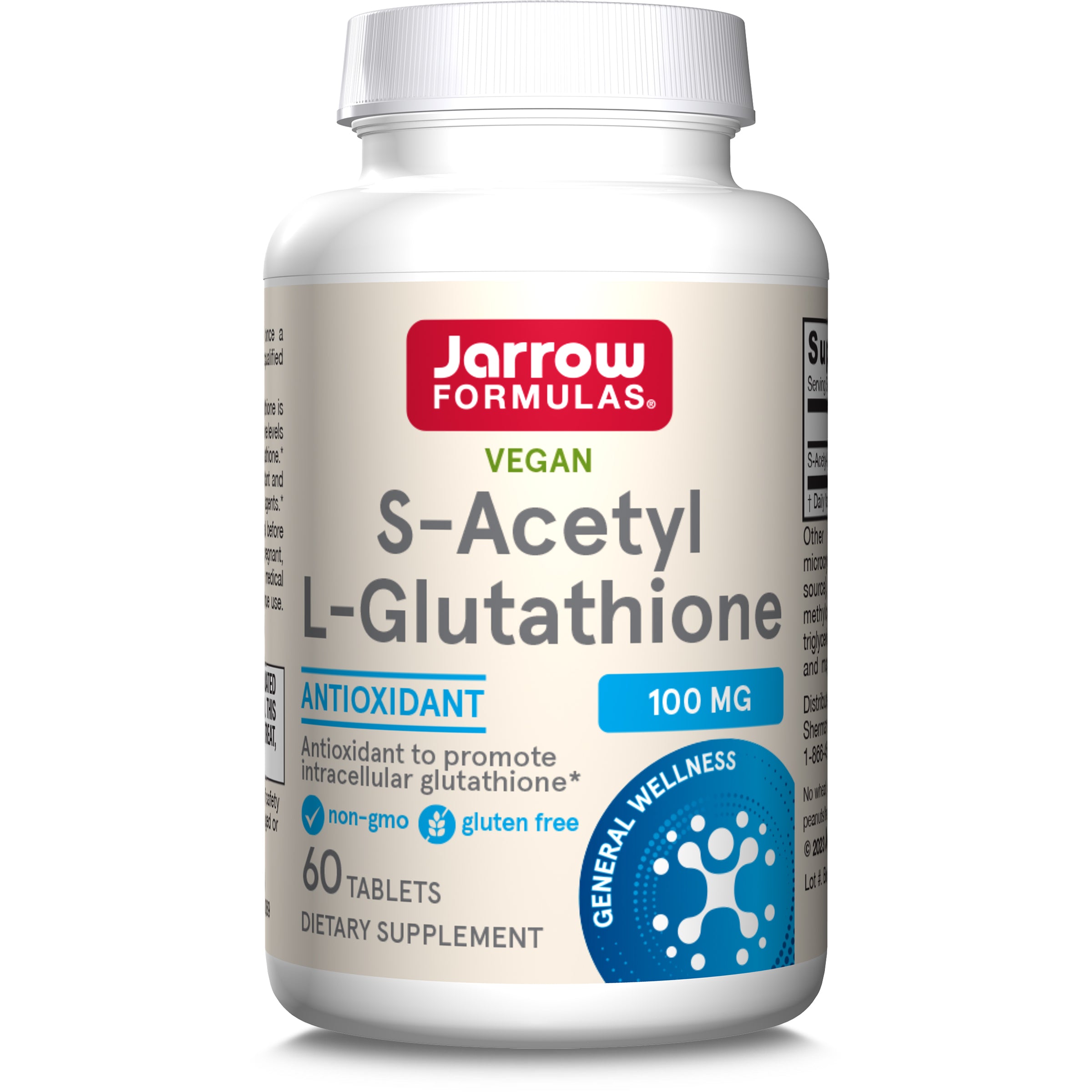 S-ацетил глутатіон, Jarrow Formulas S-Acetyl L-Glutathione, 100 мг, 60 таблеток