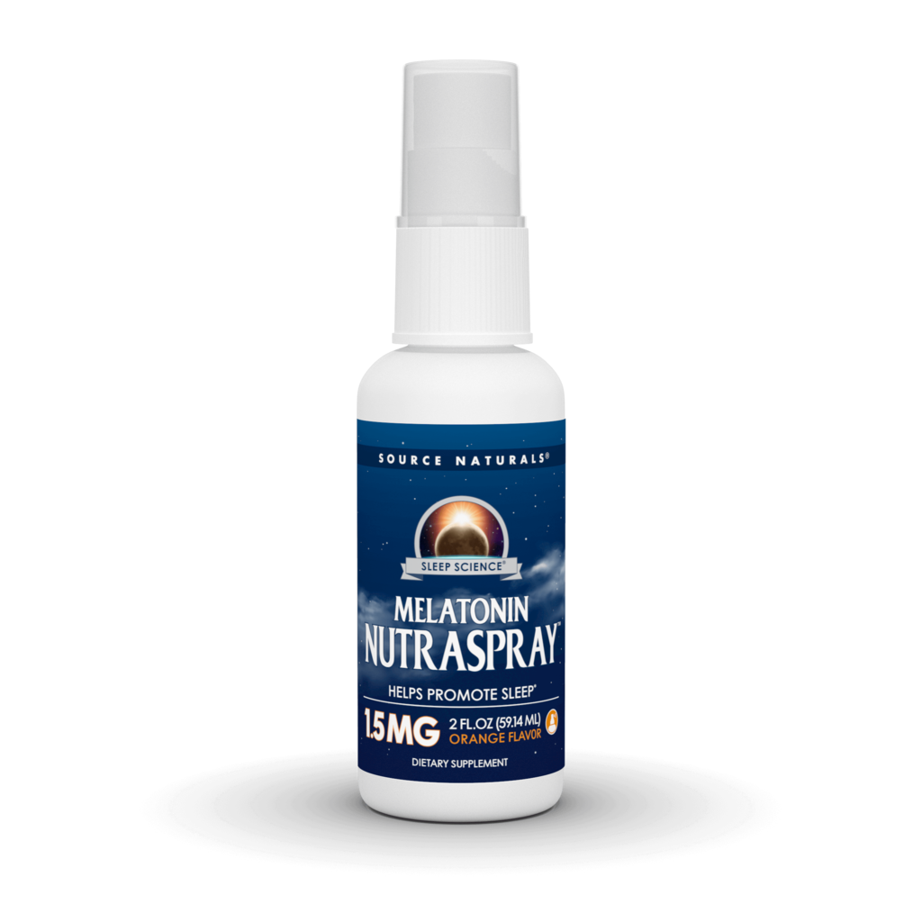 Мелатонін для сну, Source Naturals NutraSpray Melatonin, 1,5 мг, 59,14 мл (Апельсин)