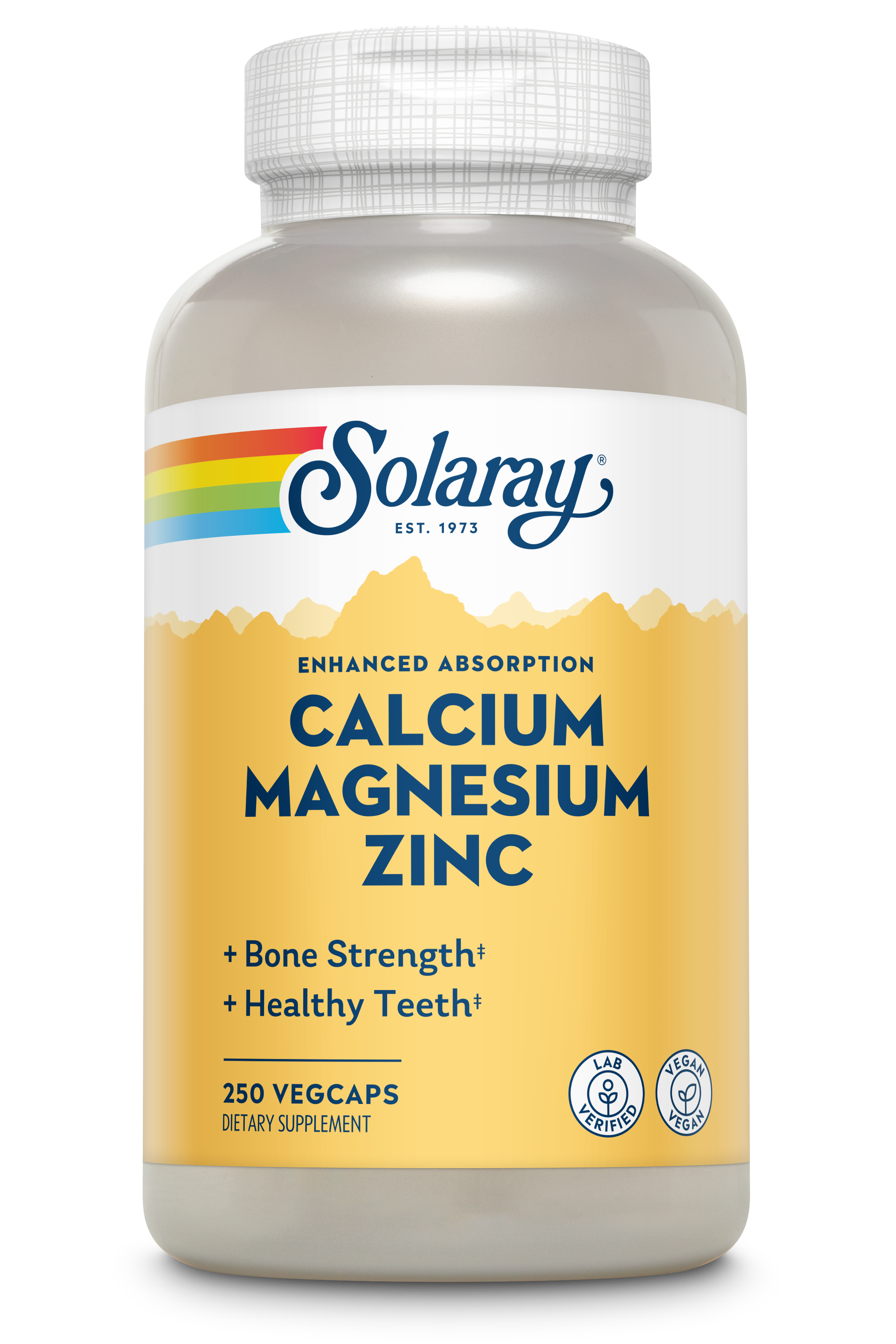 Кальцій, магній та цинк, Solaray Calcium Magnesium Zinc, 250 вегетаріанських капсул