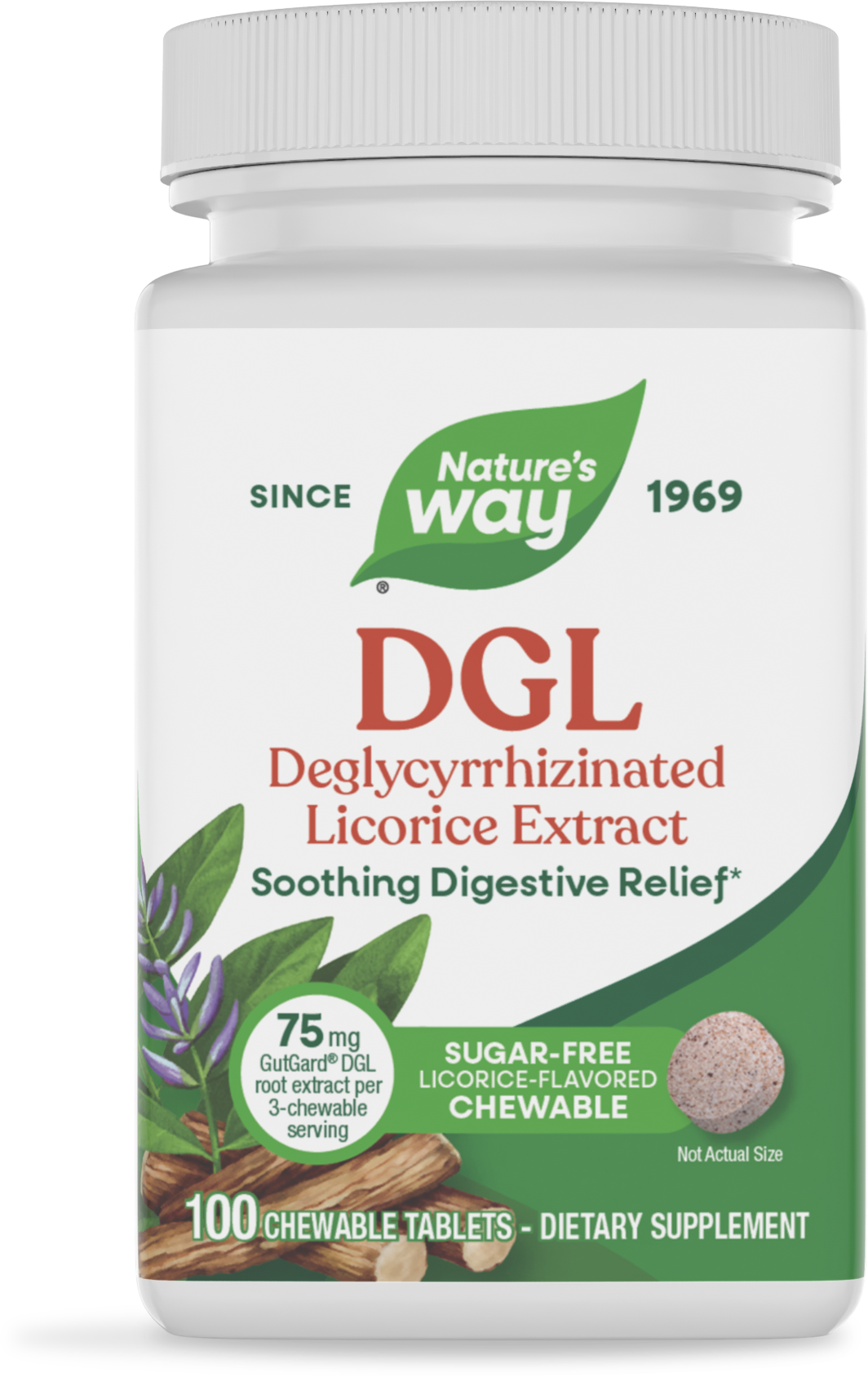 Екстракт солодки DGL без цукру, Nature's Way DGL (Sugar Free), 100 таблеток