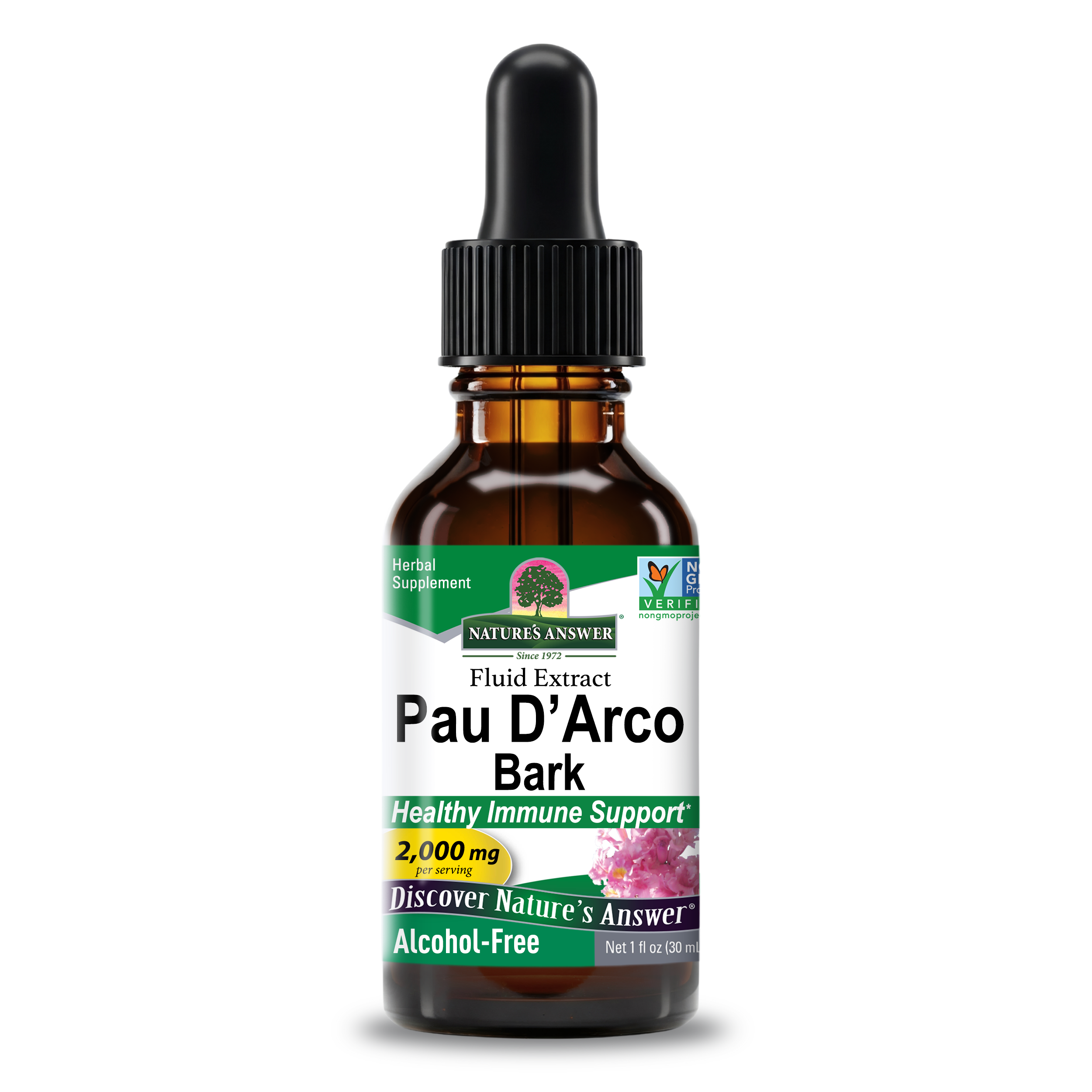 Кора По Д'арко без спирту, Nature's Answer Pau D'Arco Bark, Alcohol-Free, 2000 мг, 30 мл