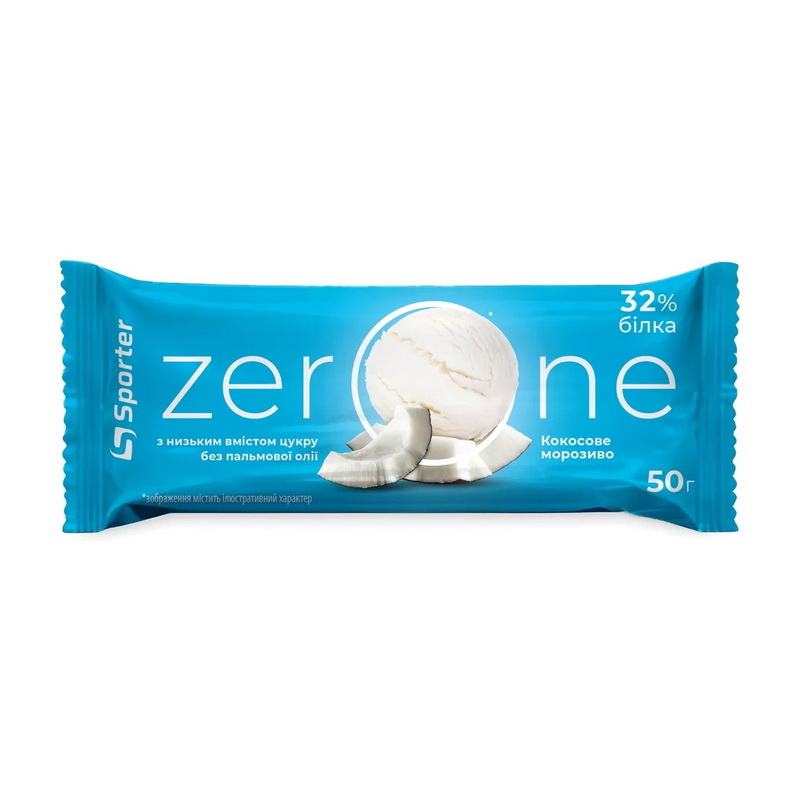 Протеїновий батончик, Sporter ZerOne, 50 г (Кокосове морозиво)