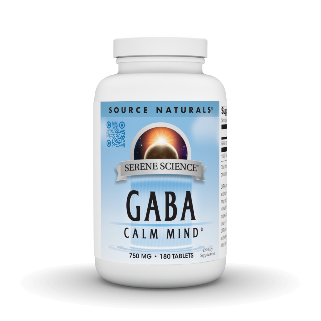 ГАМК (GABA), Source Naturals GABA, 750 мг, 180 таблеток