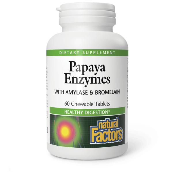 Ферменти папайї для травлення, Natural Factors Papaya Enzymes, 60 таблеток