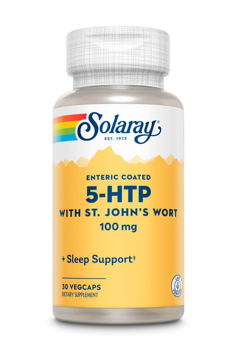 5-HTP та звіробій, Solaray 5-HTP + St. John's, 100 мг, 30 вегетаріанських капсул