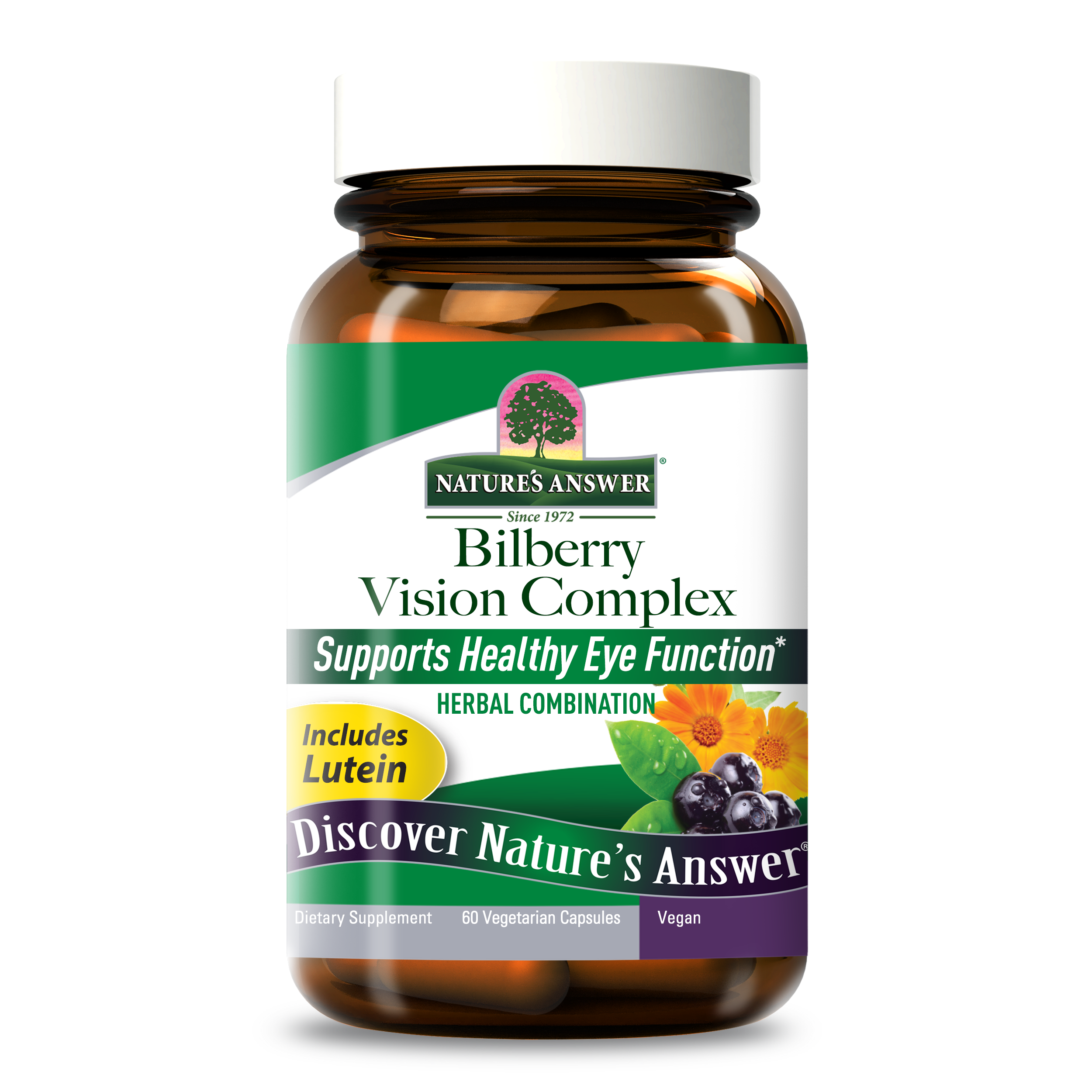 Комплекс для зору з чорницею, Bilberry Vision Complex, Nature's Answer, 60 вегетаріанських капсул