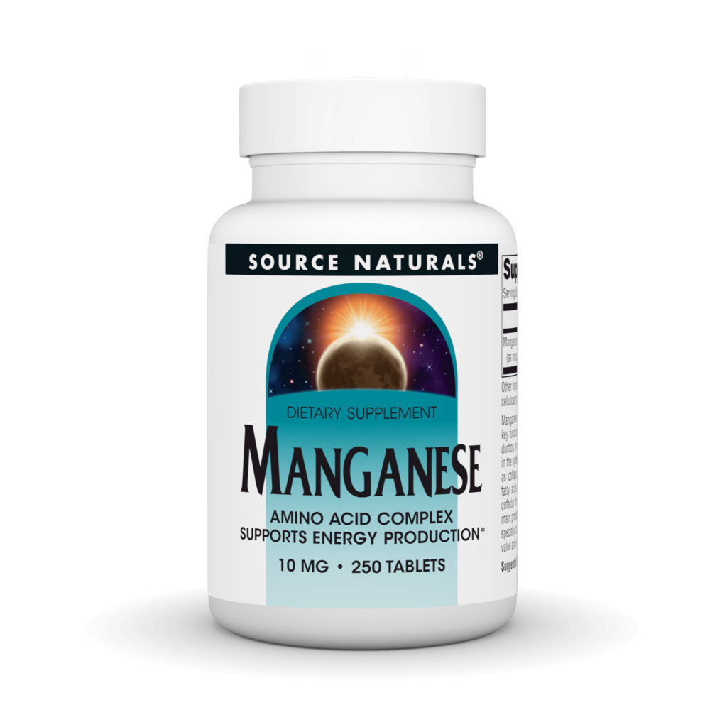 Марганець, Source Naturals Manganese, 10 мг, 250 таблеток