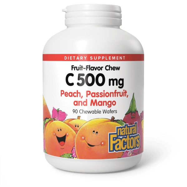 Вітамін C, Natural Factors Vitamin C, 500 мг, 90 жувальних таблеток (Персик, маракуйя та манго)