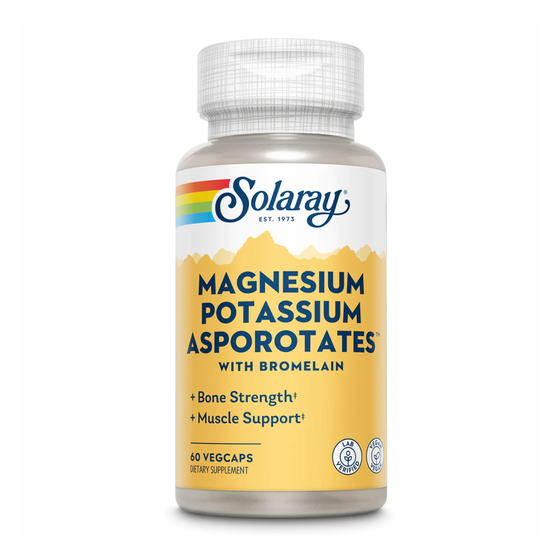 Магній та калій, Solaray Magnesium & Potassium Asporotate, 60 вегетаріанських капсул