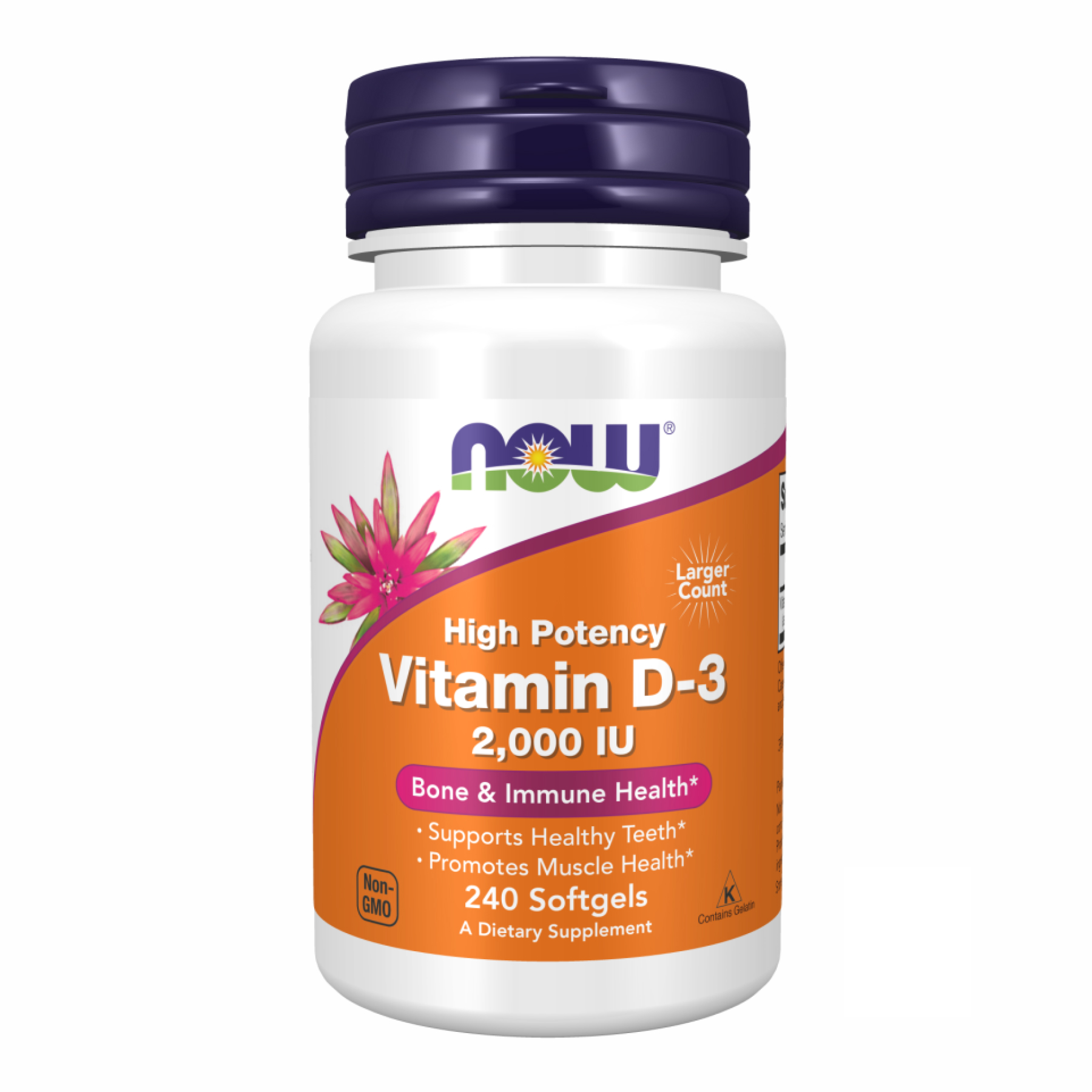 Вітамін D3, Now Foods Vitamin D-3 High Potency, 2000 МО, 240 м'яких капсул