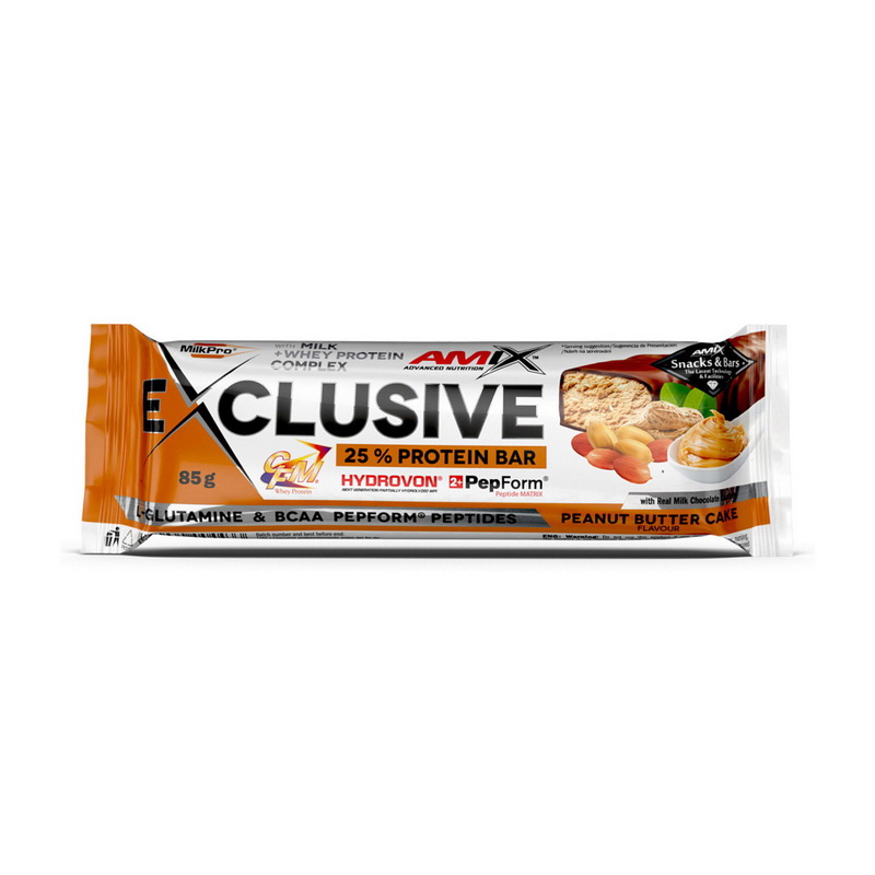 Протеїновий батончик, Amix Exclusive Protein Bar 25%, 85 г (Арахісовий торт)