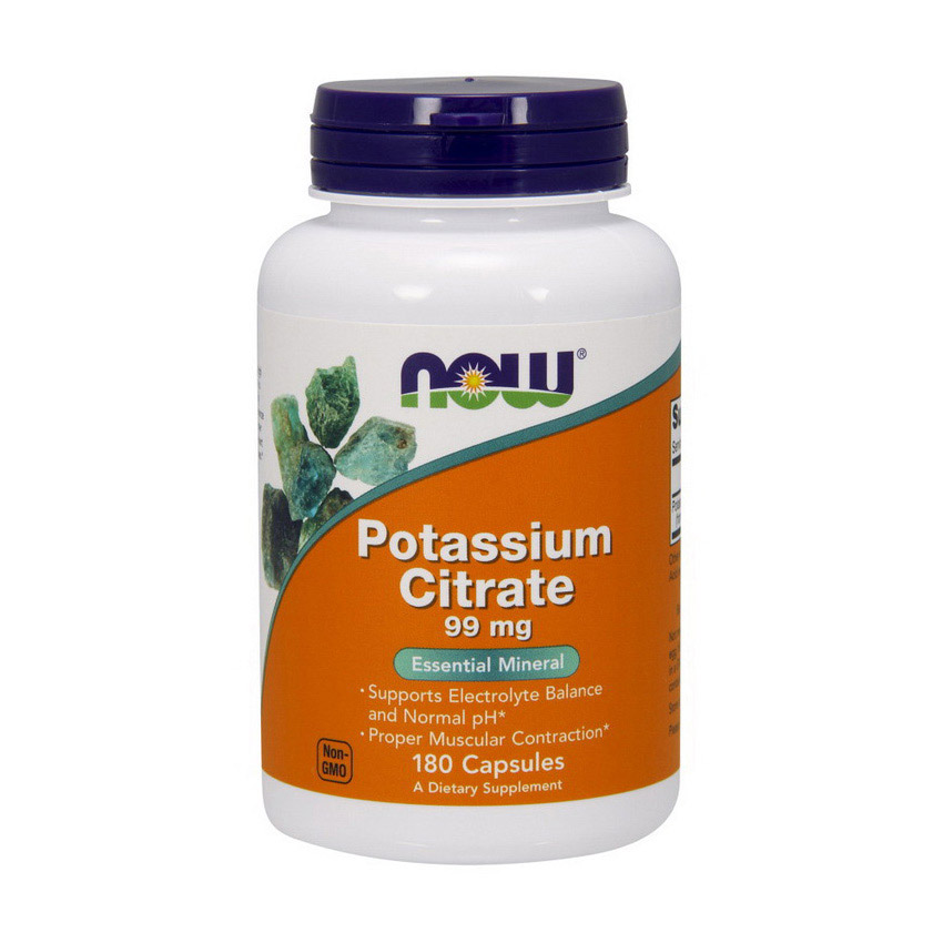 Калій цитрат, Now Foods Potassium Citrate, 99 мг, 180 капсул
