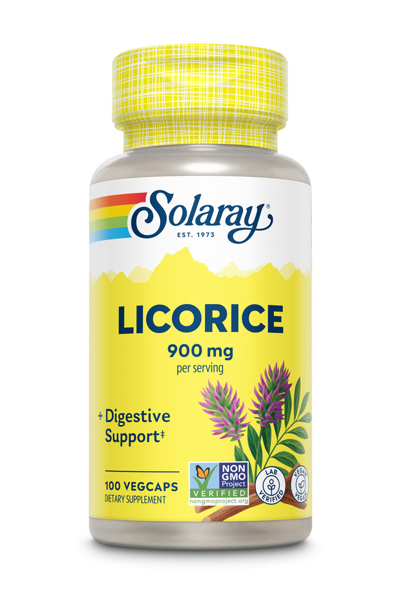 Корінь солодки, Solaray Organically Grown Licorice, 450 мг, 100 вегетаріанських капсул