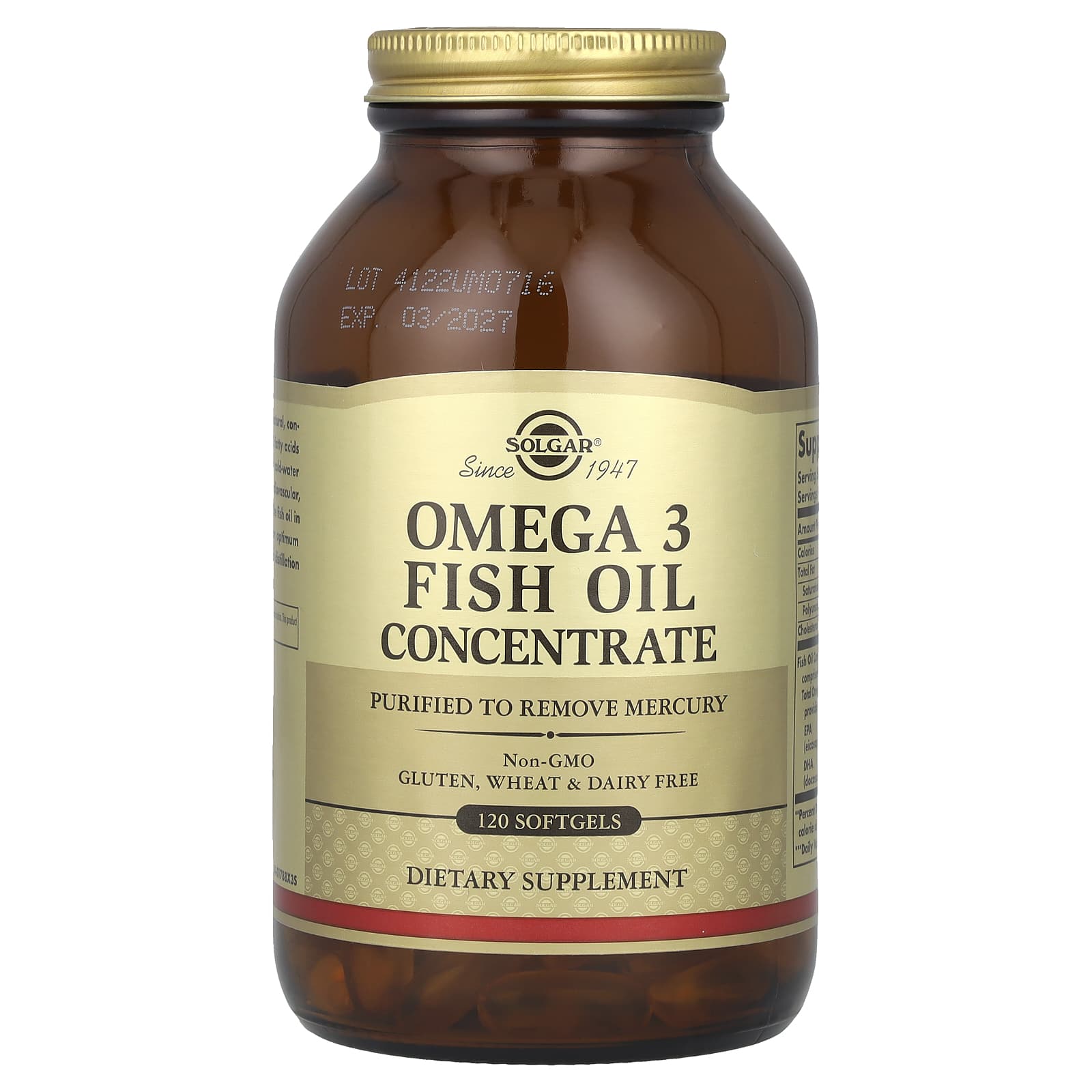 Омега-3 риб'ячий жир, Solgar Omega 3 Fish Oil Concentrate, 2000 мг, 120 м'яких капсул