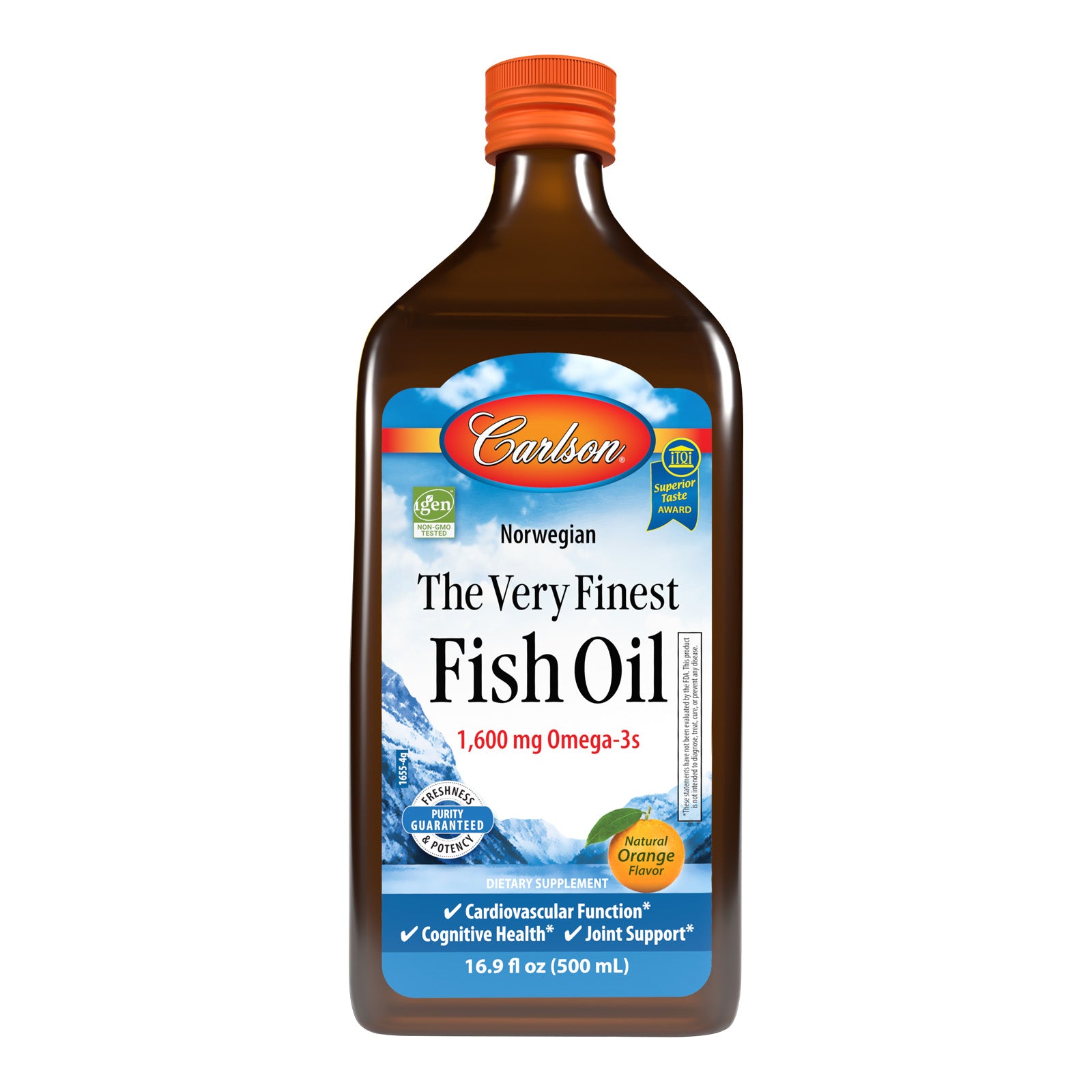 Риб'ячий жир, Carlson Labs Norwegian Finest Fish Oil, 1600 мг, 500 мл (Апельсин)