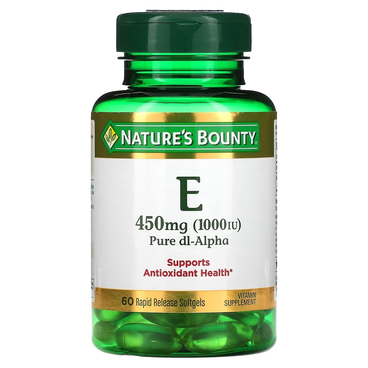 Вітамін E швидкого вивільнення, Nature's Bounty Vitamin E, 1000 МО, 60 м'яких капсул