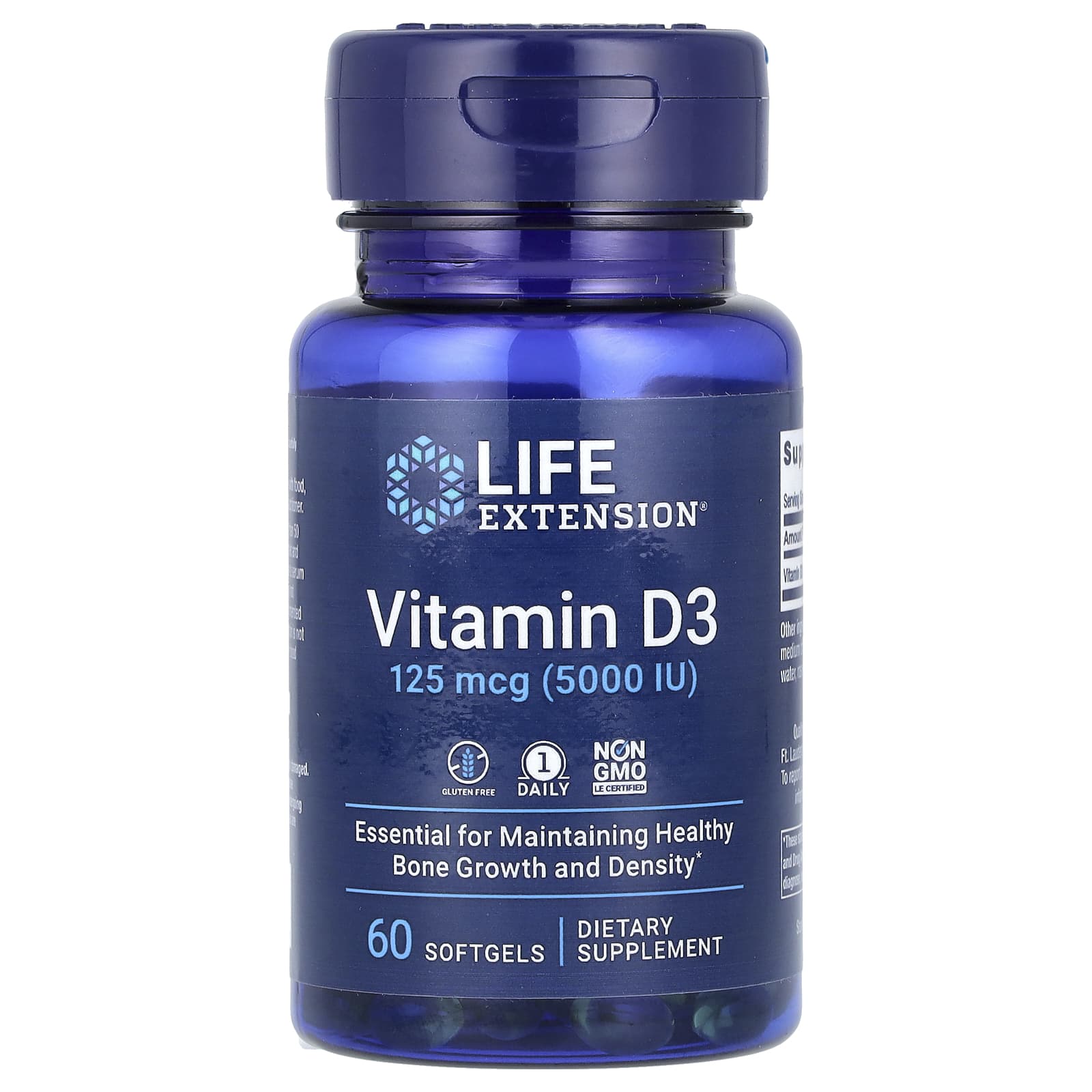 Вітамін D3, Life Extension Vitamin D3, 5000 МО, 60 м'яких капсул