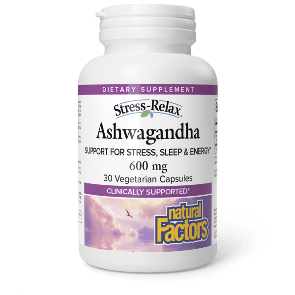 Ашваганда, Natural Factors Ashwagandha, 600 мг, 30 вегетаріанських капсул