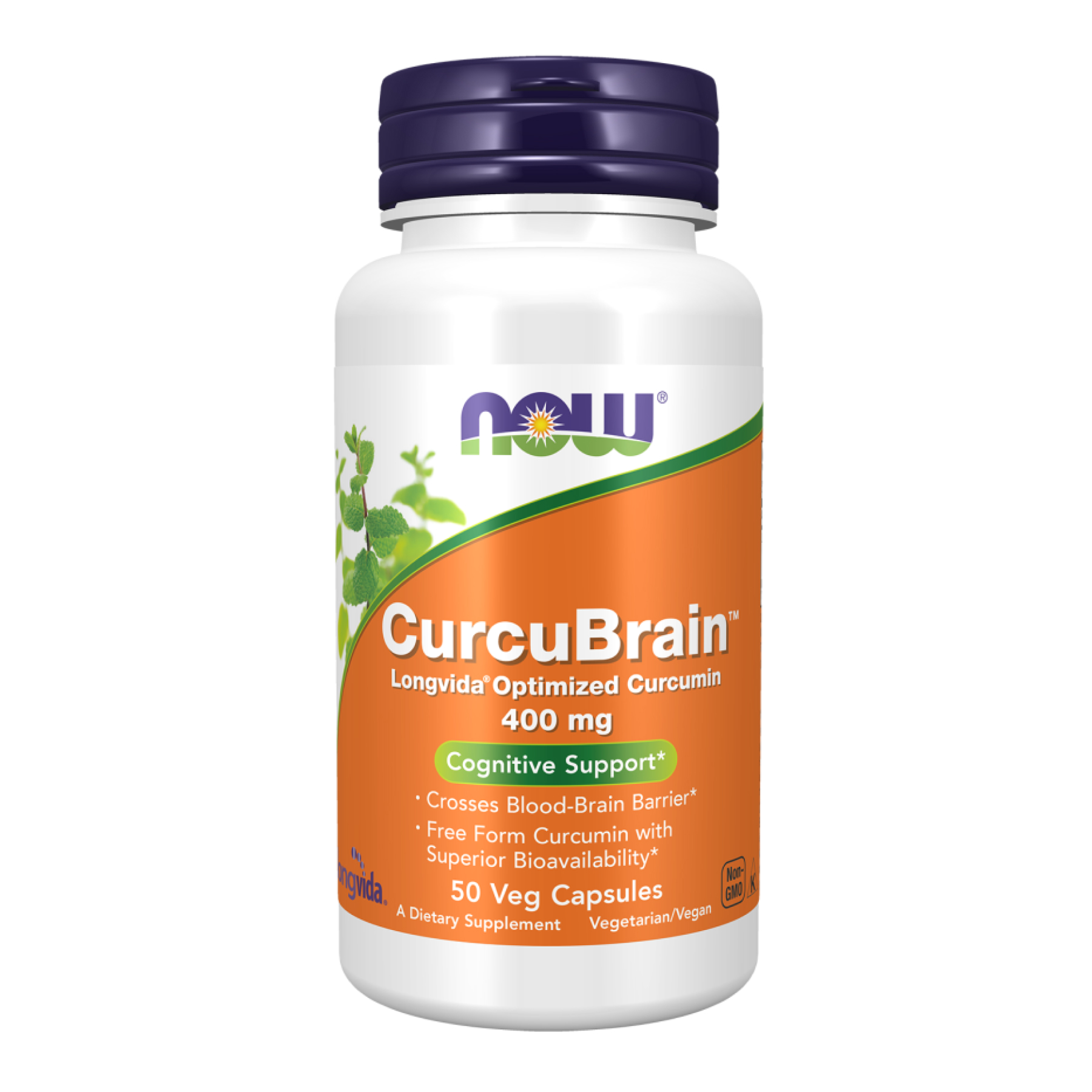 Куркумін для когнітивної підтримки, Now Foods CurcuBrain, 400 мг, 50 вегетаріанських капсул