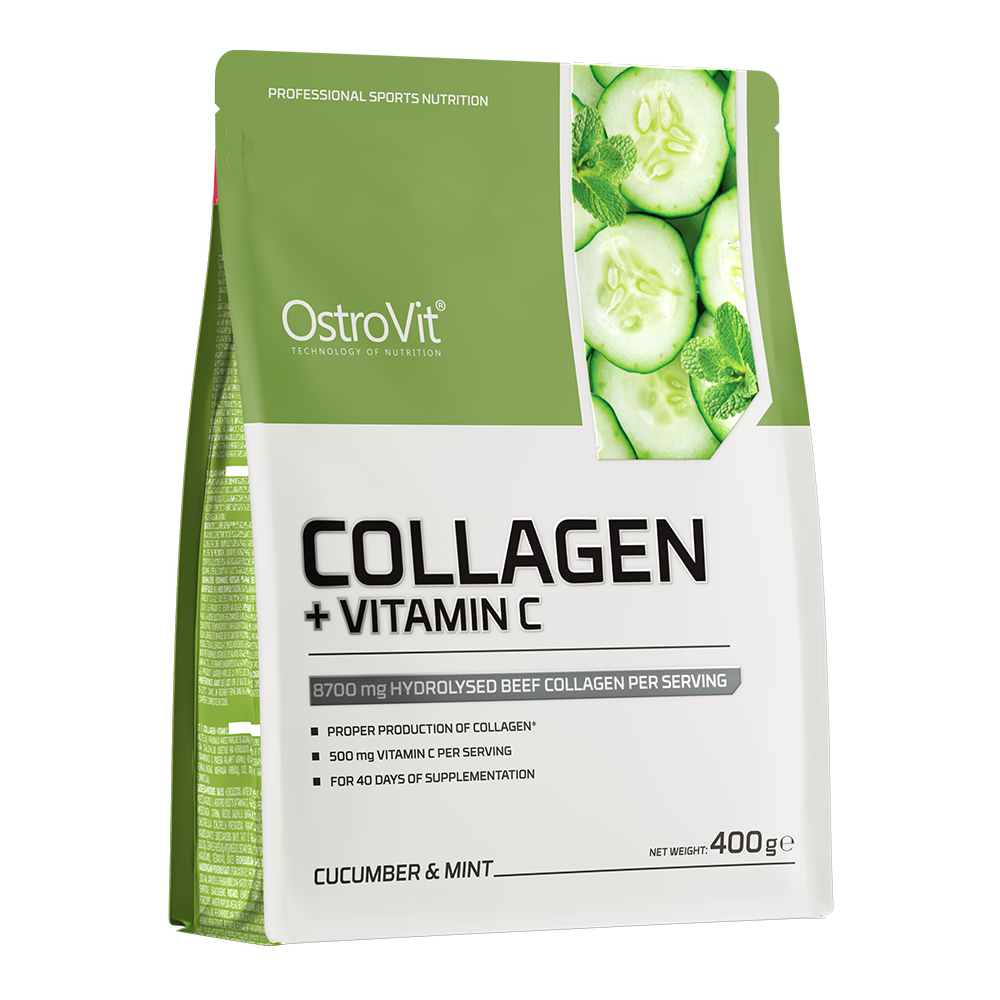 Колаген з вітаміном С, OstroVit Collagen + Vitamin C, 400 г (Огірок та м'ята)
