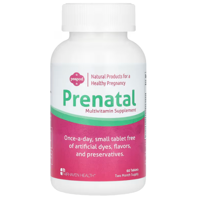 Вітаміни для вагітних, Fairhaven Health Peapod Prenatal Multivitamin, 60 таблеток