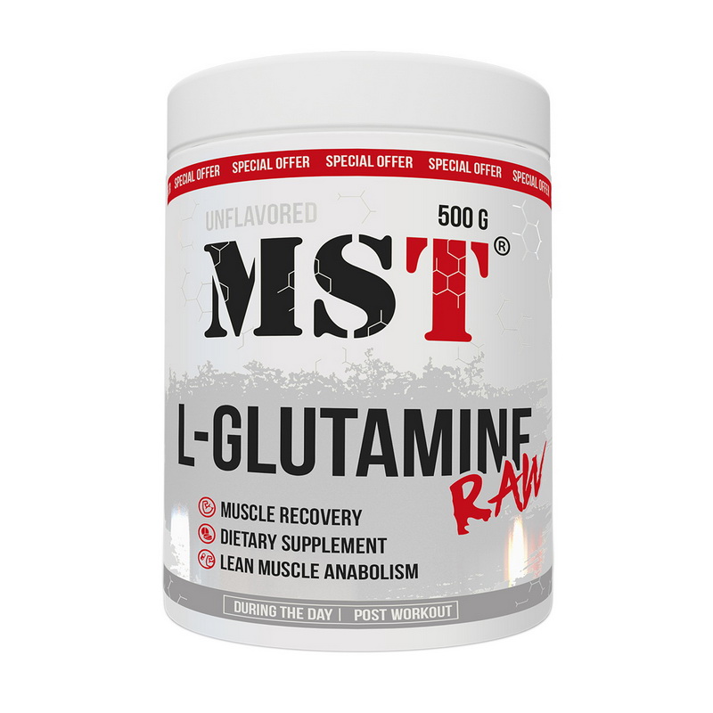 L-глютамін, MST L-Glutamine Raw, 500 г