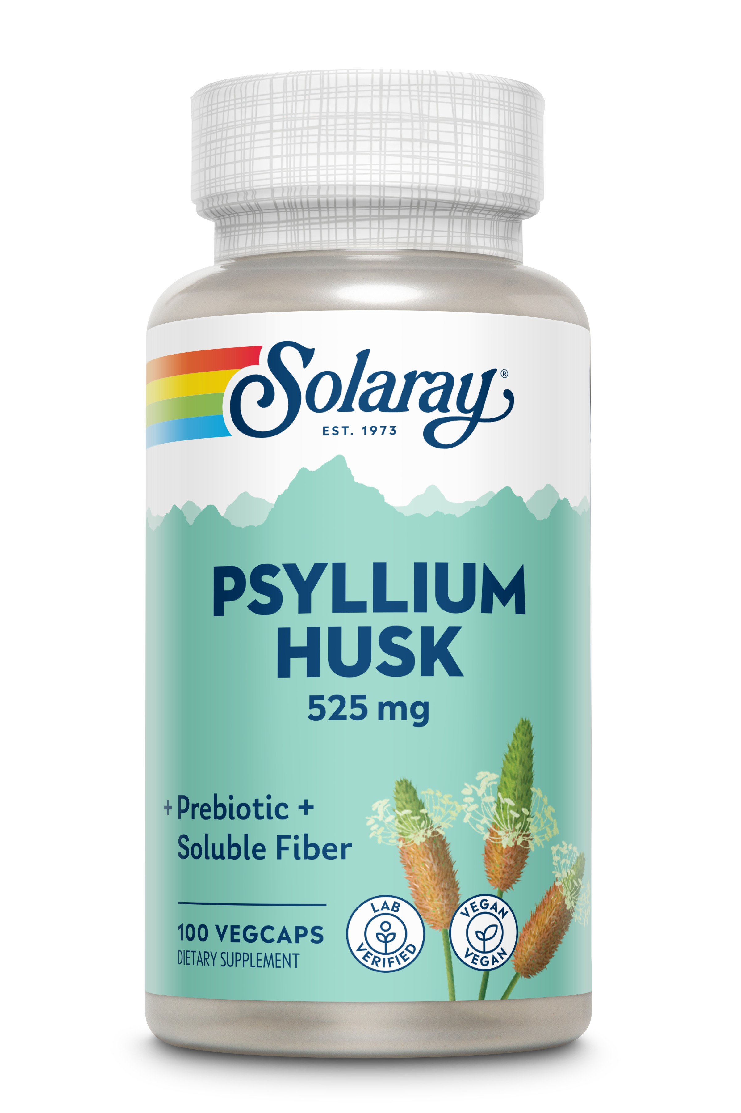 Лушпиння насіння подорожника, Solaray Psyllium Husk, 525 мг, 100 вегетаріанських капсул