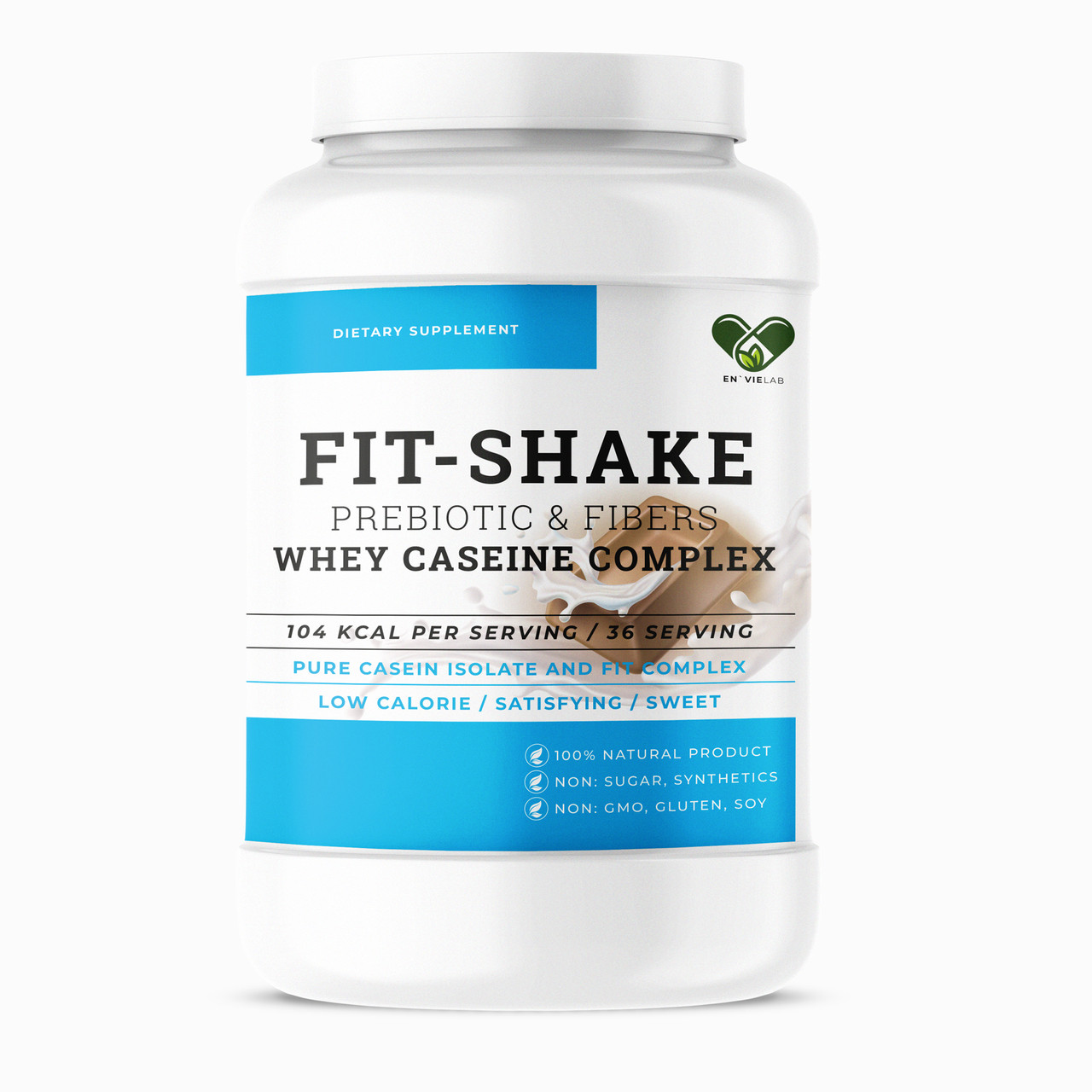 Протеїн казеїновий комплексний, EN`VIE LAB Fit Shake, 1200 г (Молочний шоколад)