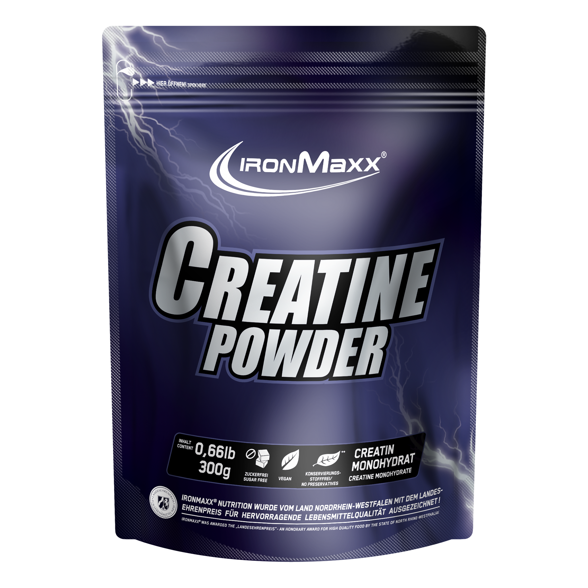 Креатин моногідрат, IronMaxx Creatine Powder, 300 г (Натуральний)