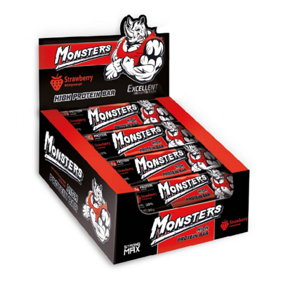 Протеїновий батончик, Monsters Strong Max (Полуниця)