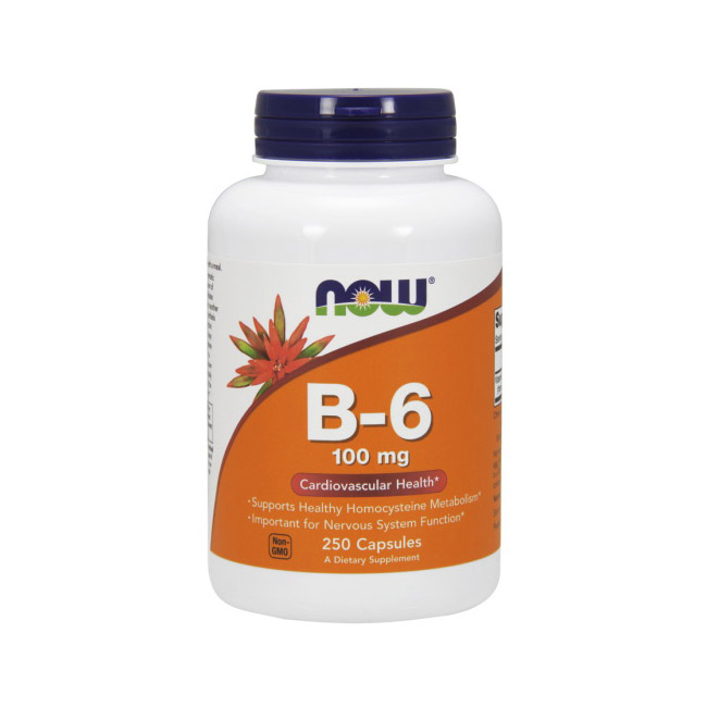 Вітамін B6, Now Foods B-6, 100 мг, 250 капсул