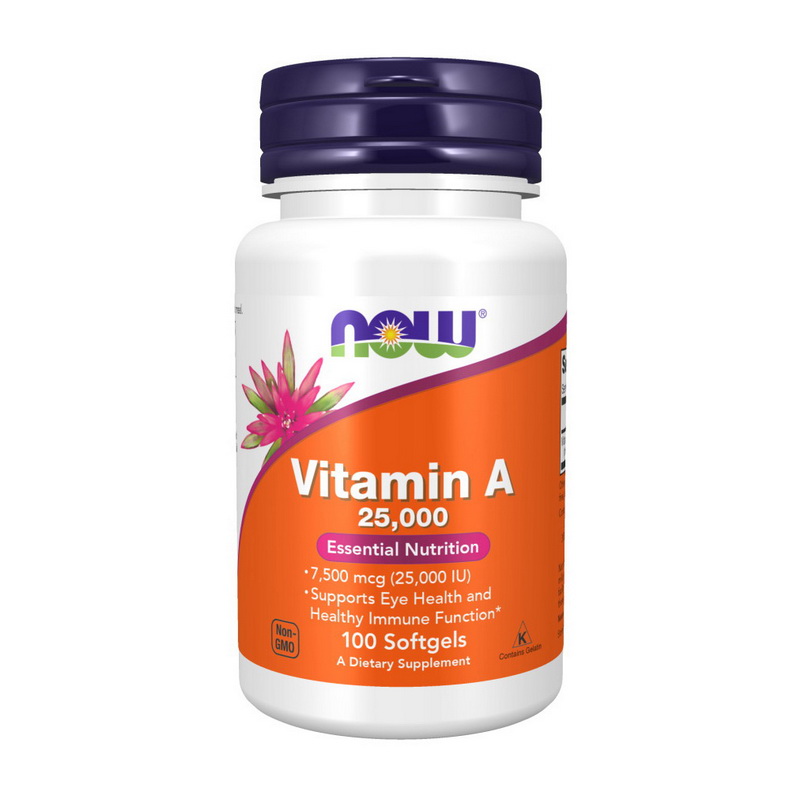 Вітамін A, Now Foods Vitamin A, 25000 МО, 100 м'яких капсул