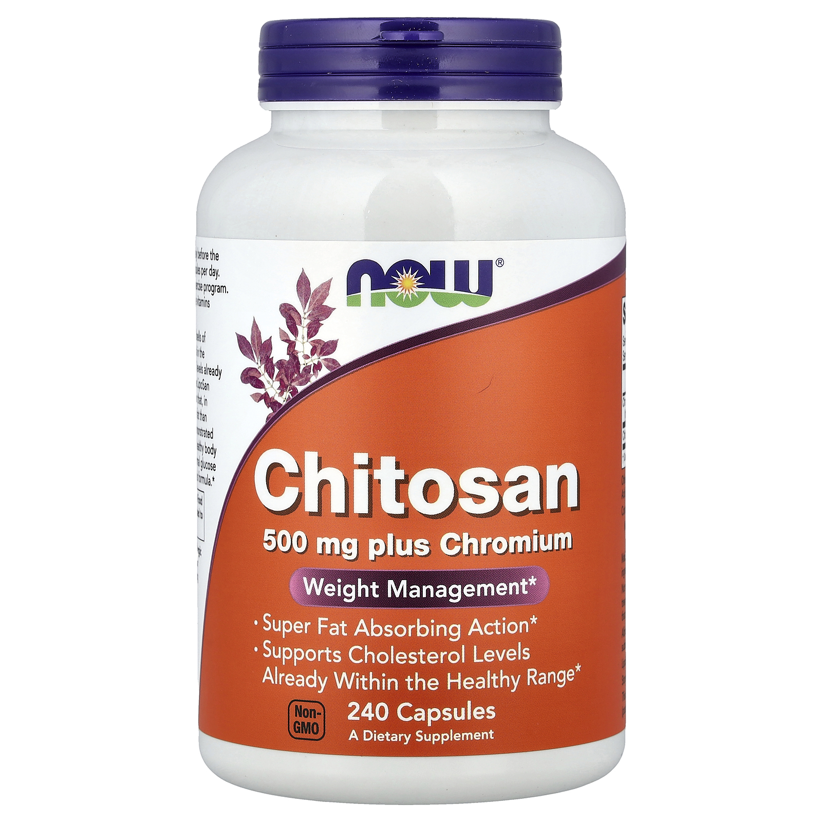 Хітозан з хромом для контролю ваги, Now Foods Chitosan 500 mg plus Chromium, 240 вегетаріанських капсул