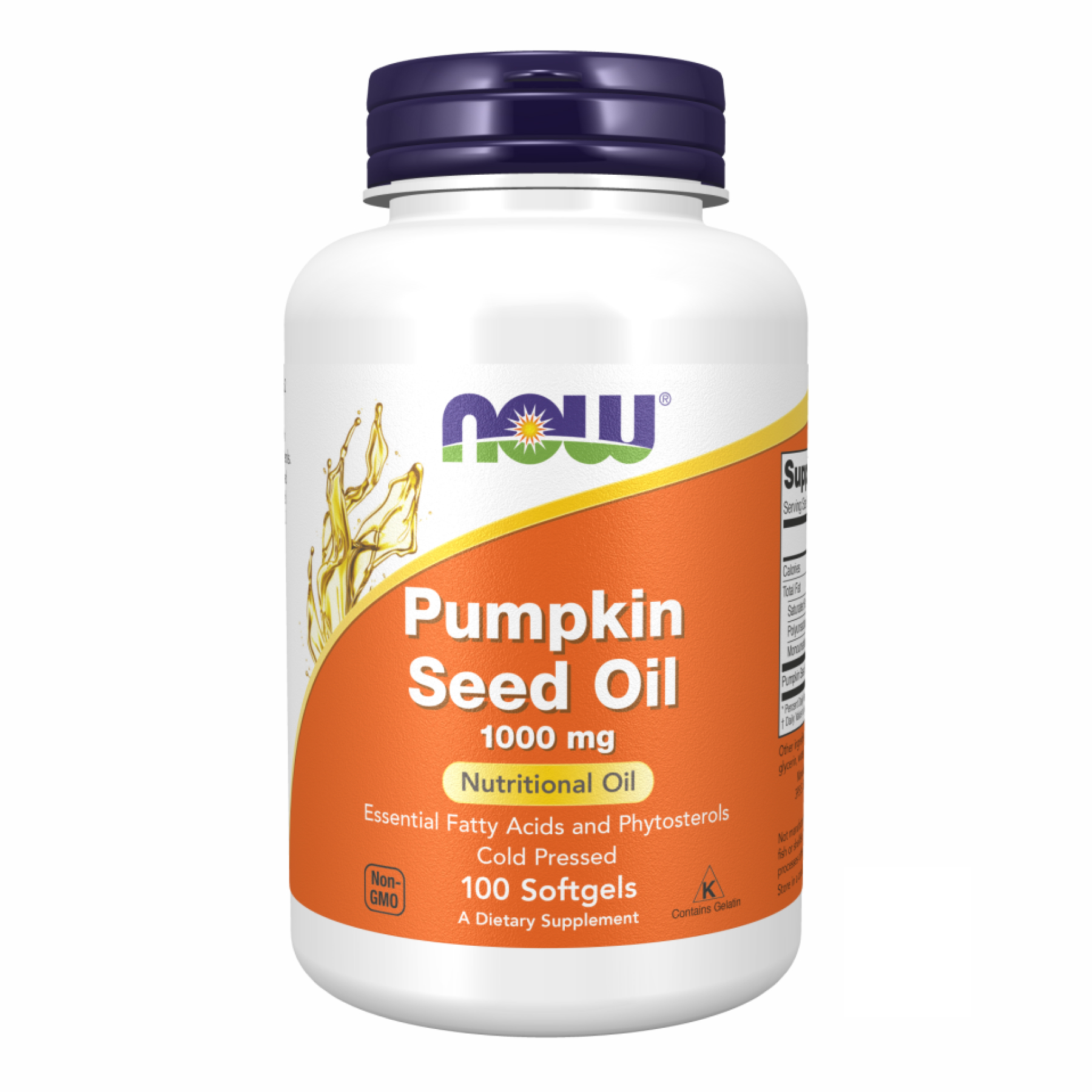 Гарбузова олія, Now Foods Pumpkin Seed Oil, 500 мг, 100 м'яких капсул