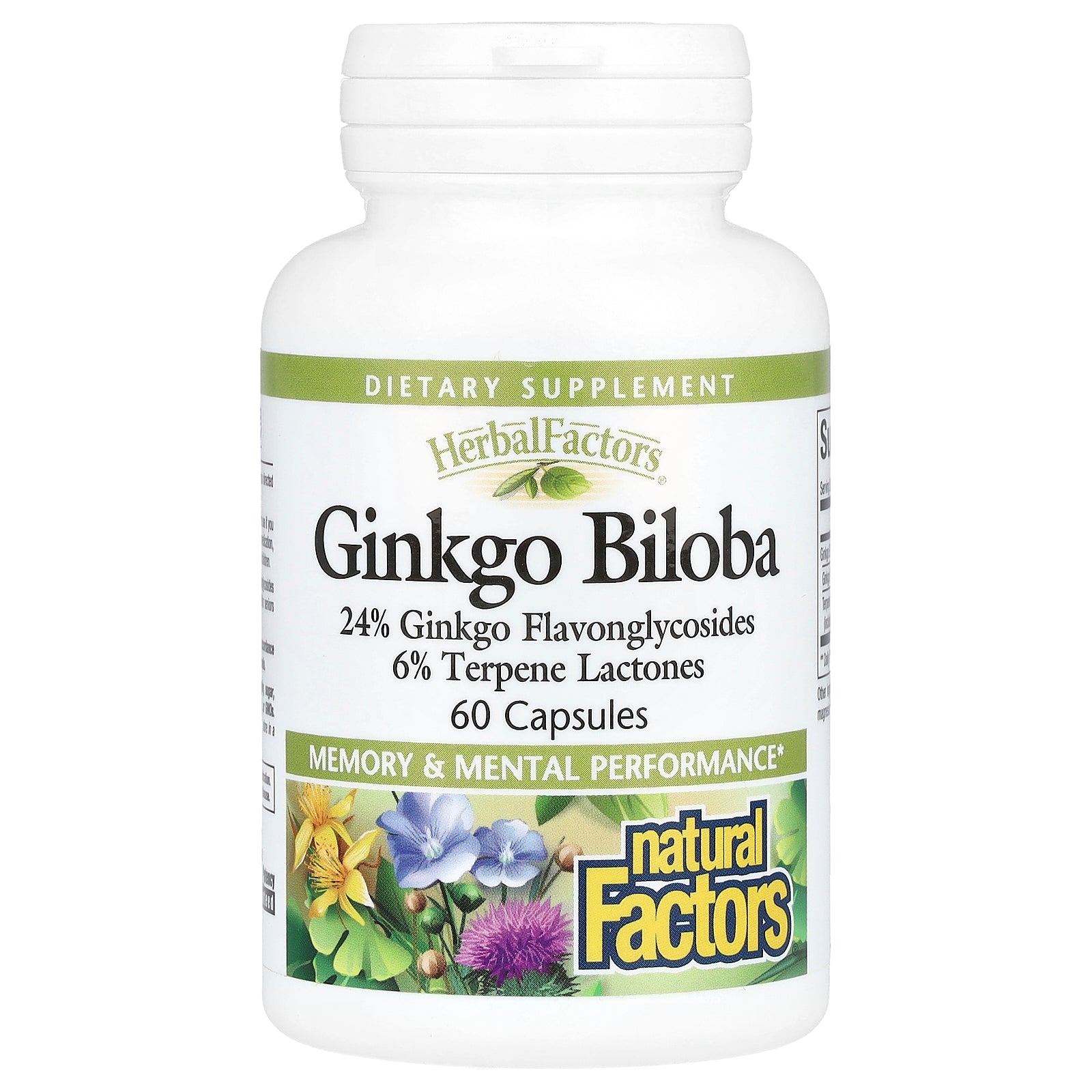 Гінкго білоба, Natural Factors Ginkgo Biloba, 60 капсул