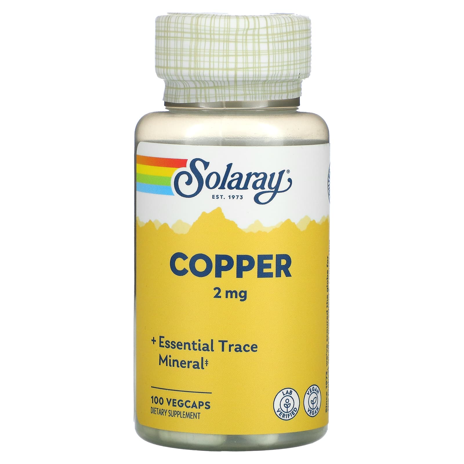 Мідь, Solaray Copper, 2 мг, 100 вегетаріанських капсул