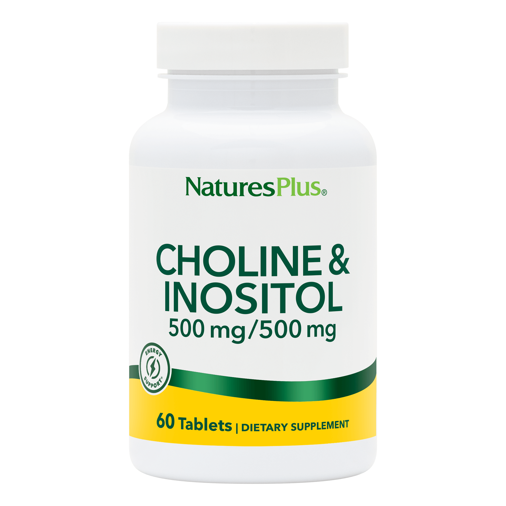 Холін та інозитол, Natures Plus Choline & Inositol, 500/500 мг, 60 таблеток