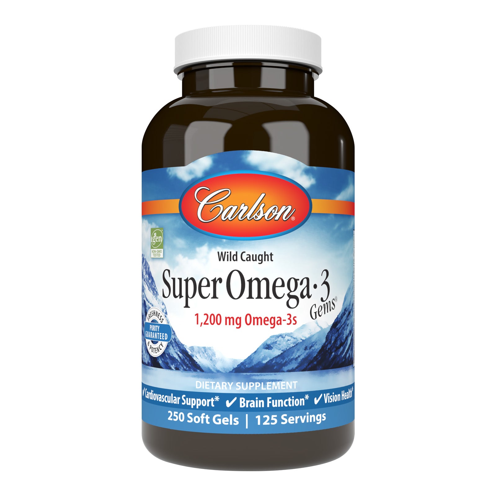 Риб'ячий жир Омега-3, Carlson Labs Super Omega-3 Gems, 1200 мг, 250 м'яких капсул