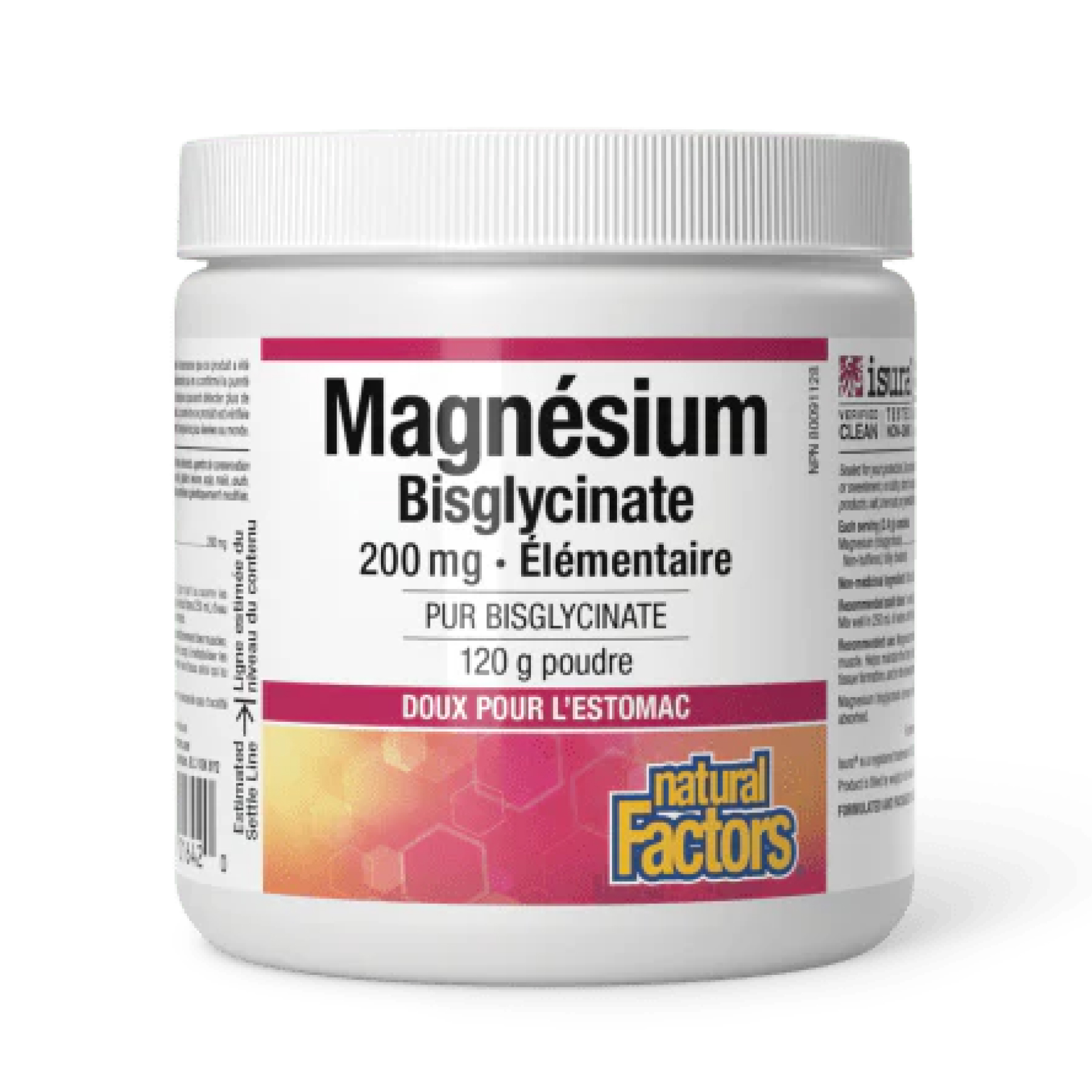 Магній бісгліцинат, Natural Factors Magnesium Bisglycinate, 200 мг, 120 г