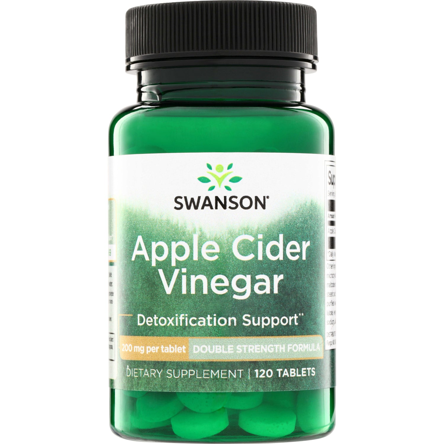 Яблучний оцет, Swanson Apple Cider Vinegar Double Strength, 200 мг, 120 таблеток