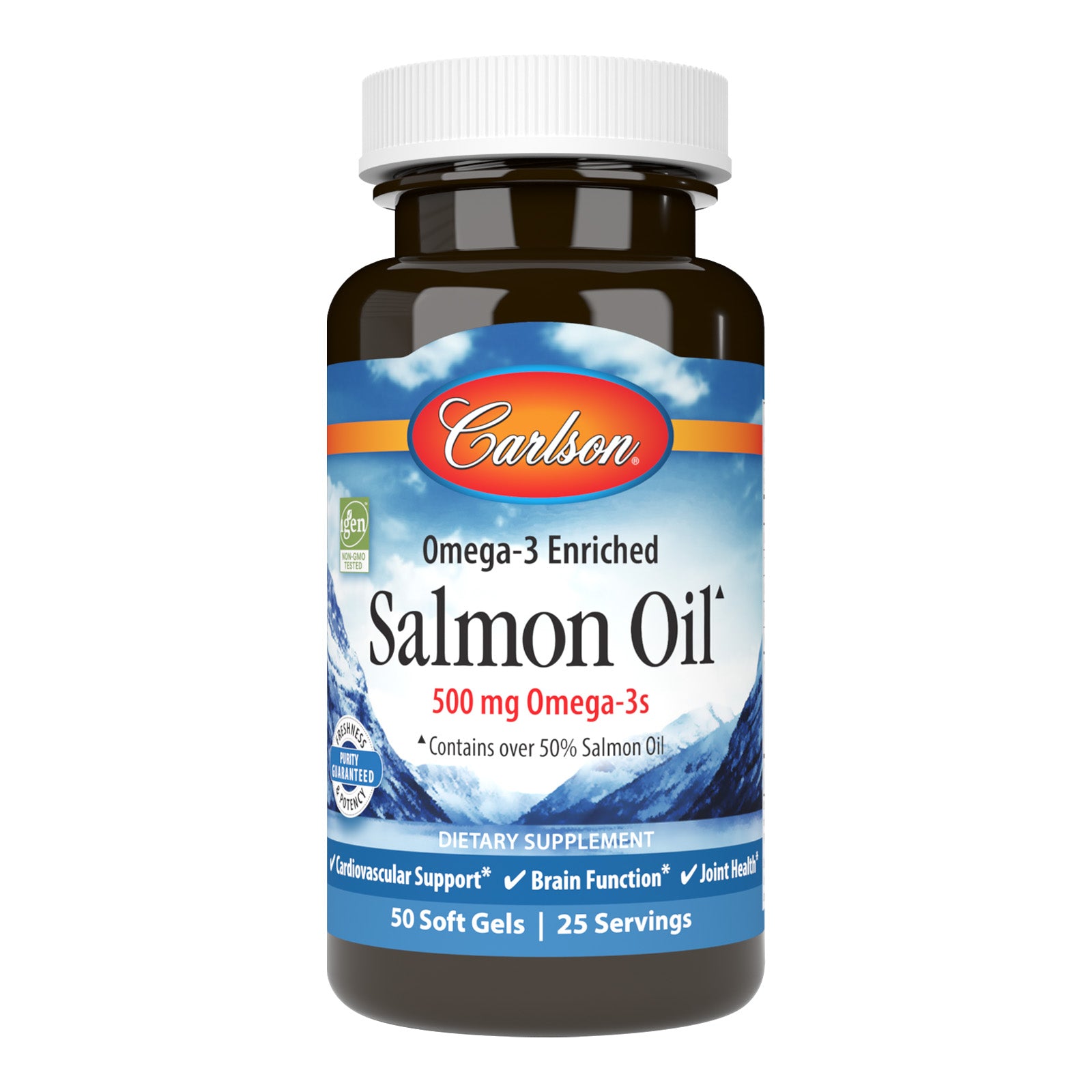 Масло лосося Омега-3, Carlson Labs Omega-3 Enriched Salmon Oil, 250 мг, 50 мягких капсул