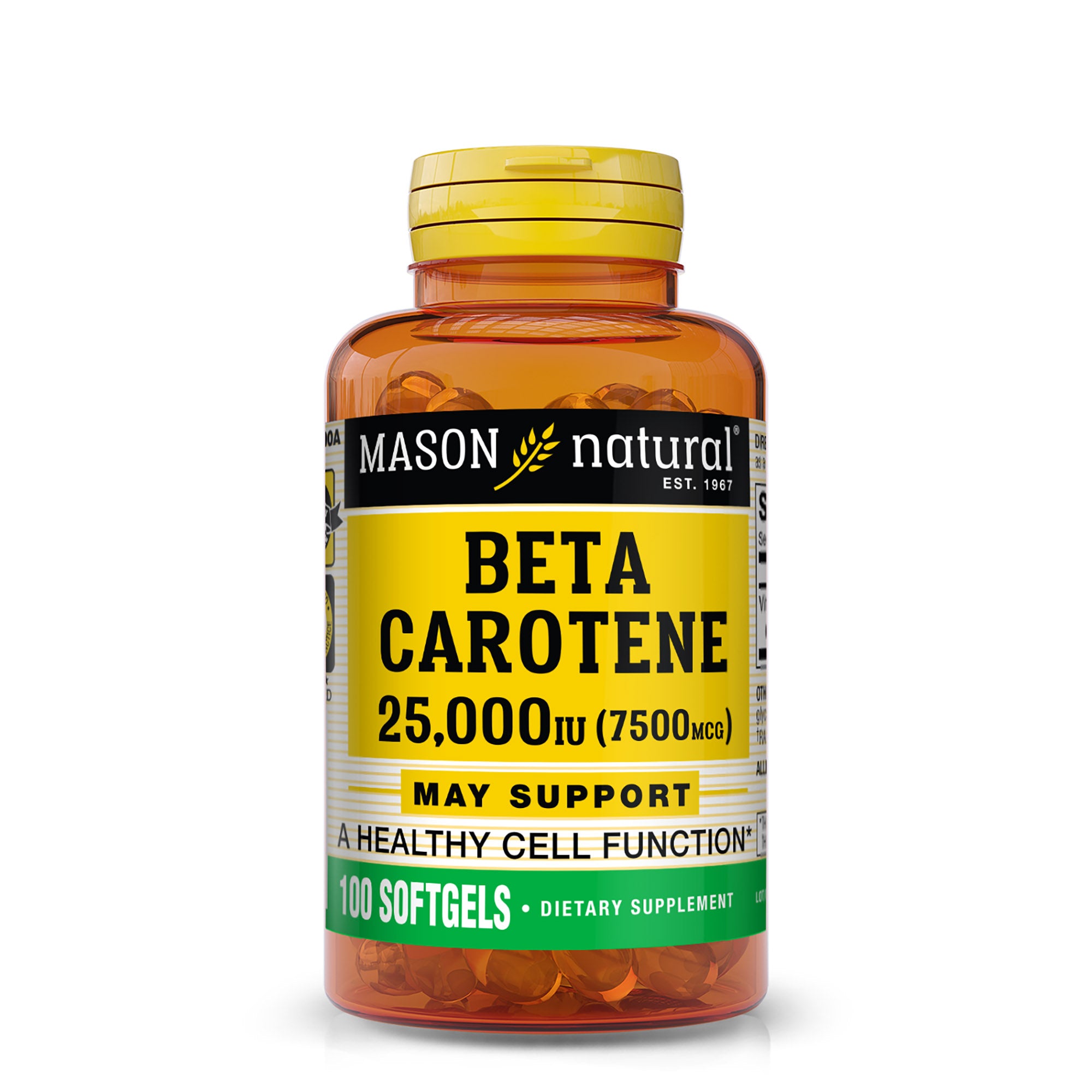 Бета-каротин, Mason Natural Beta Carotene, 25000 МО, 100 м'яких капсул