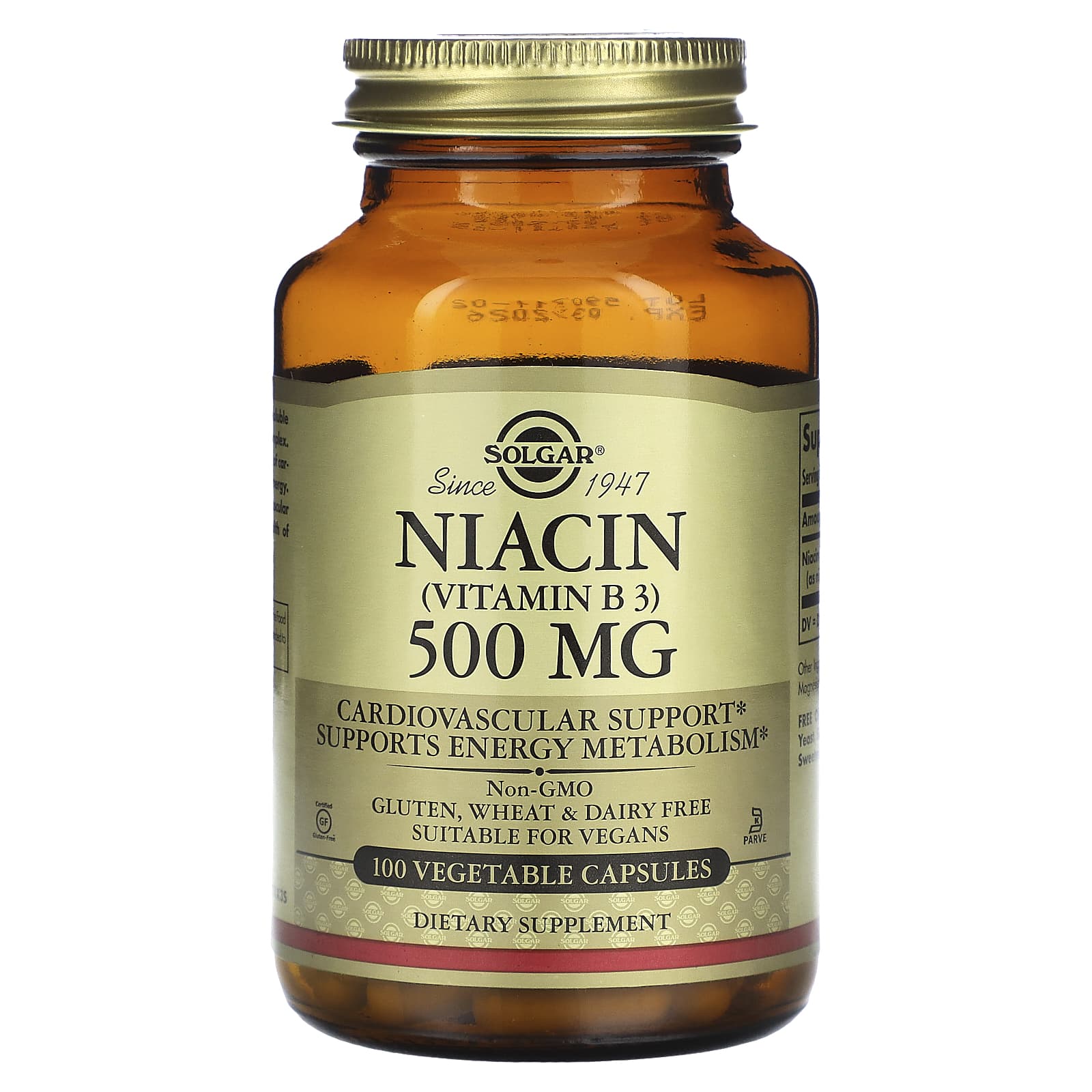 Ніацин (вітамін B3), Niacin (Vitamin B3), Solgar, 500 мг, 100 вегетаріанських капсул