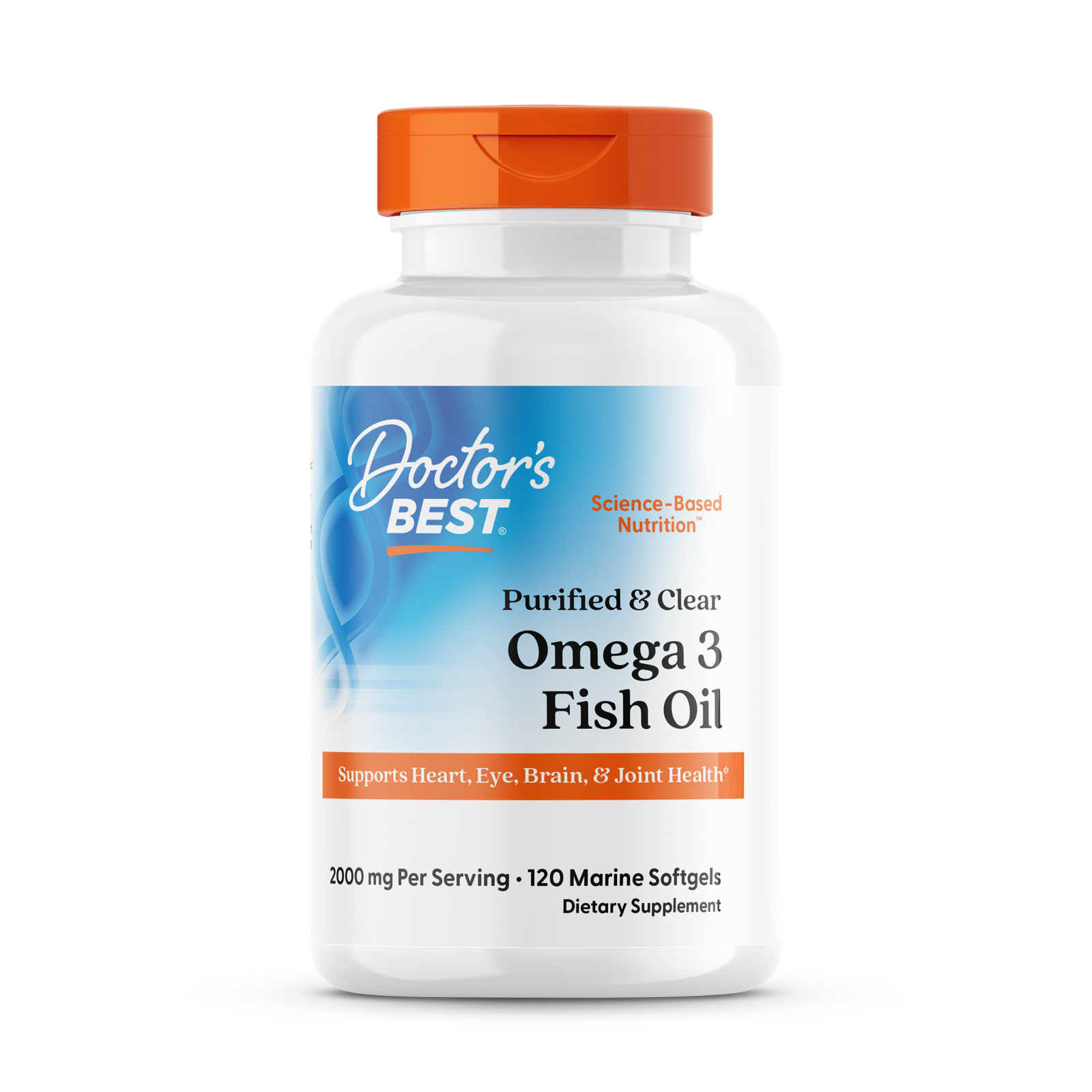 Риб'ячий жир омега-3, Doctor's Best Purified & Clear Omega 3 Fish Oil, 1000 мг, 120 м'яких капсул