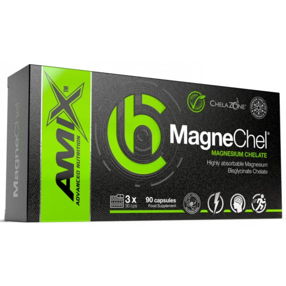 Магній бісгліцинат хелат, Amix ChelaZone MagneChel Magnesium Bisglycinate Chelate, 90 вегетаріанських капсул